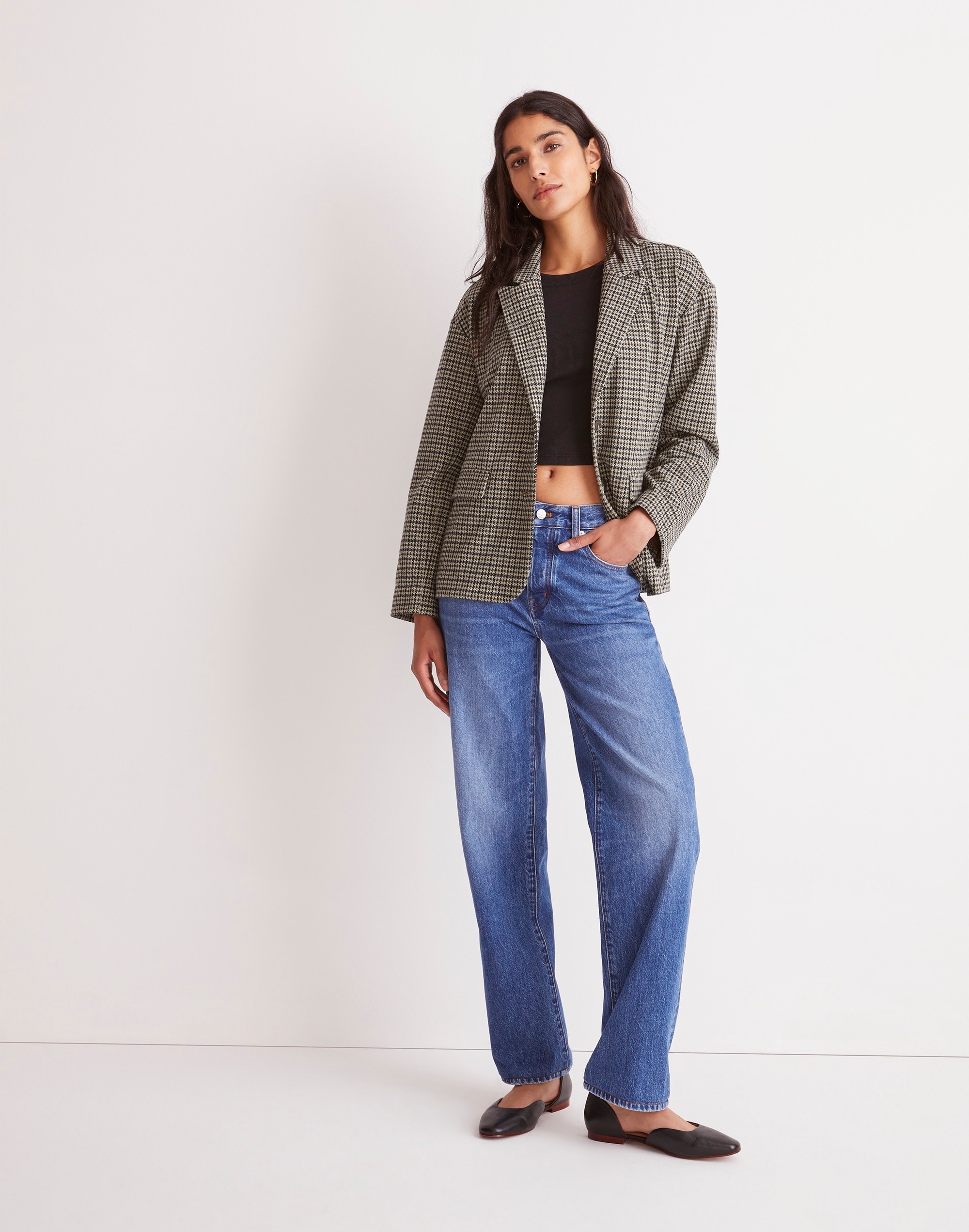 Oversized Knit Blazer in Houndstooth