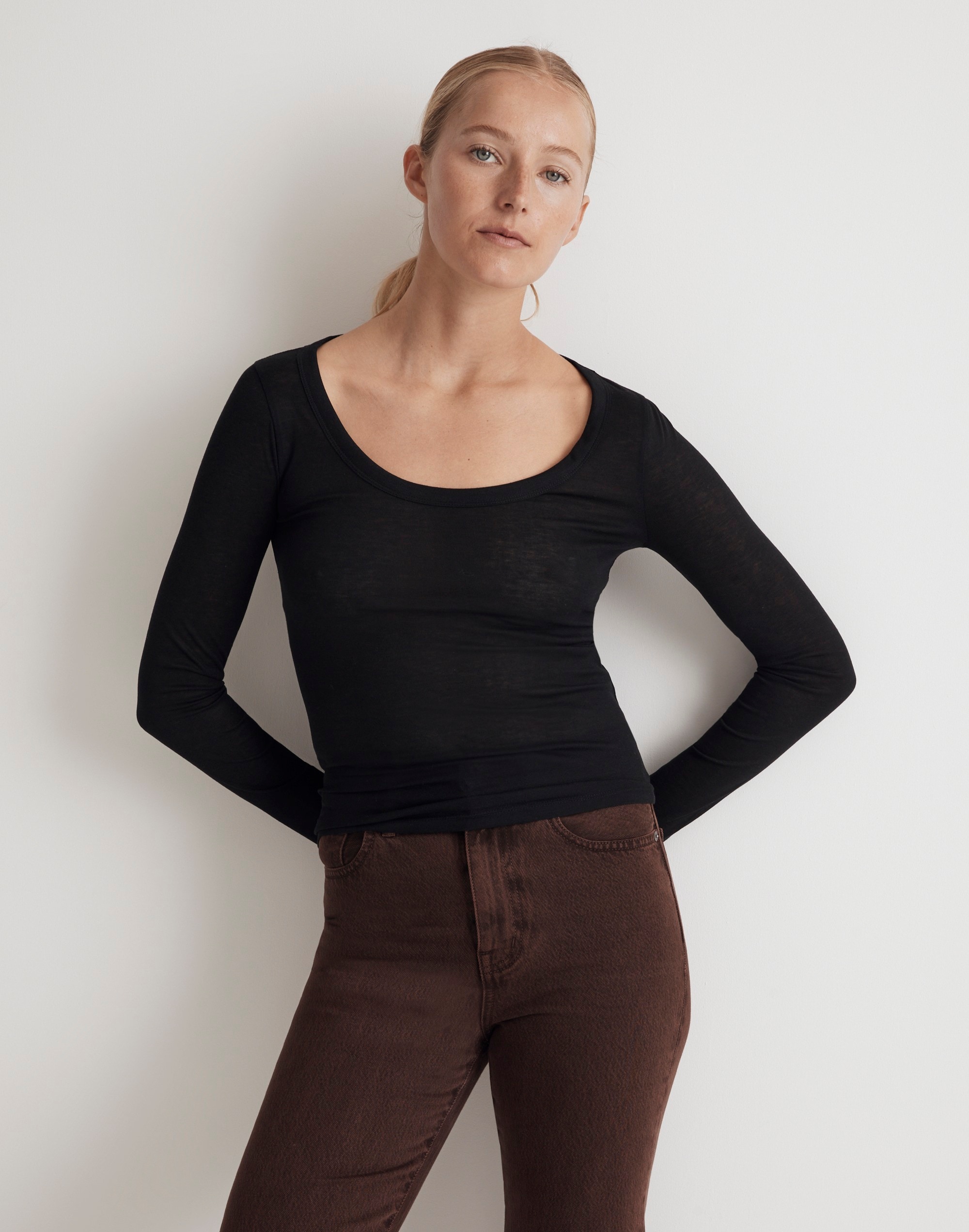 Semi-Sheer Scoopneck Tee