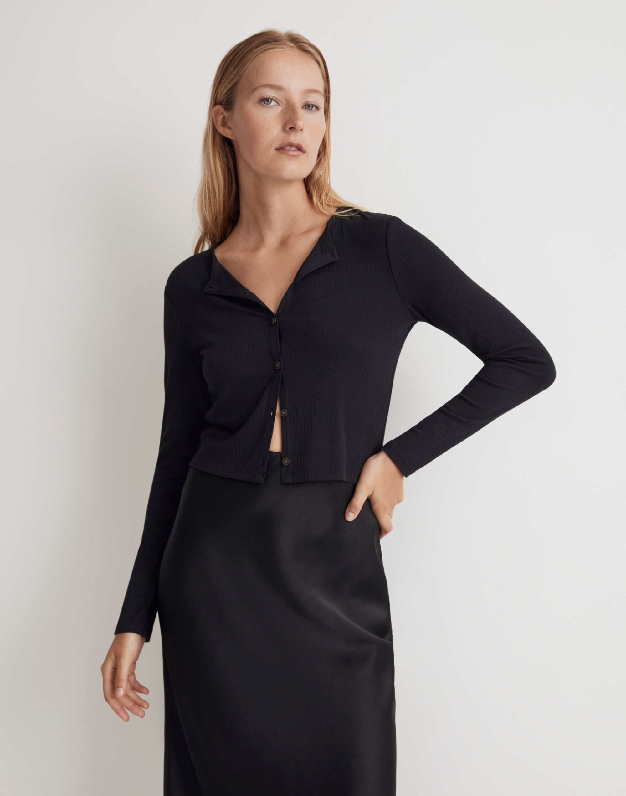 Ribbed Crewneck Cardigan