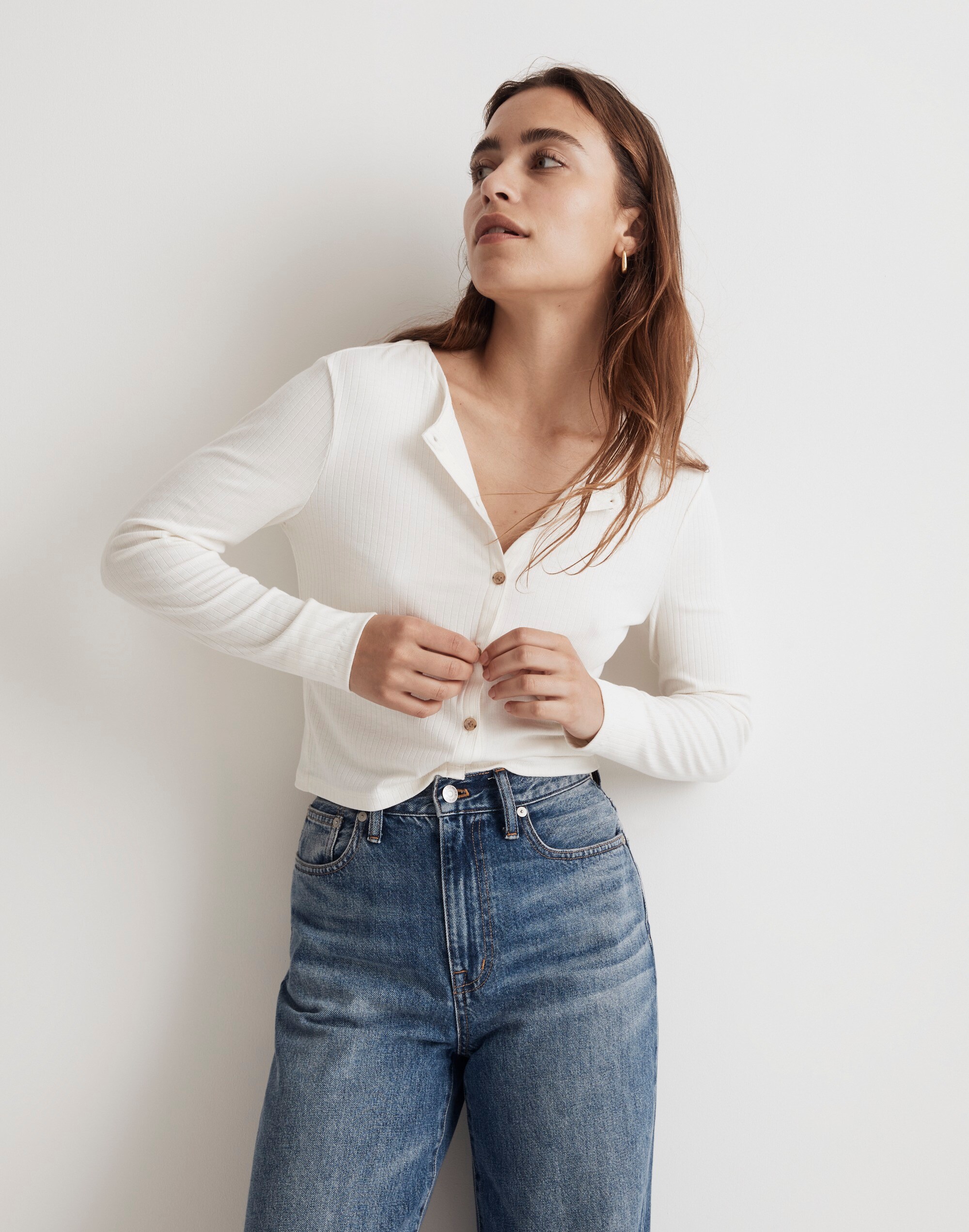 Ribbed Crewneck Cardigan