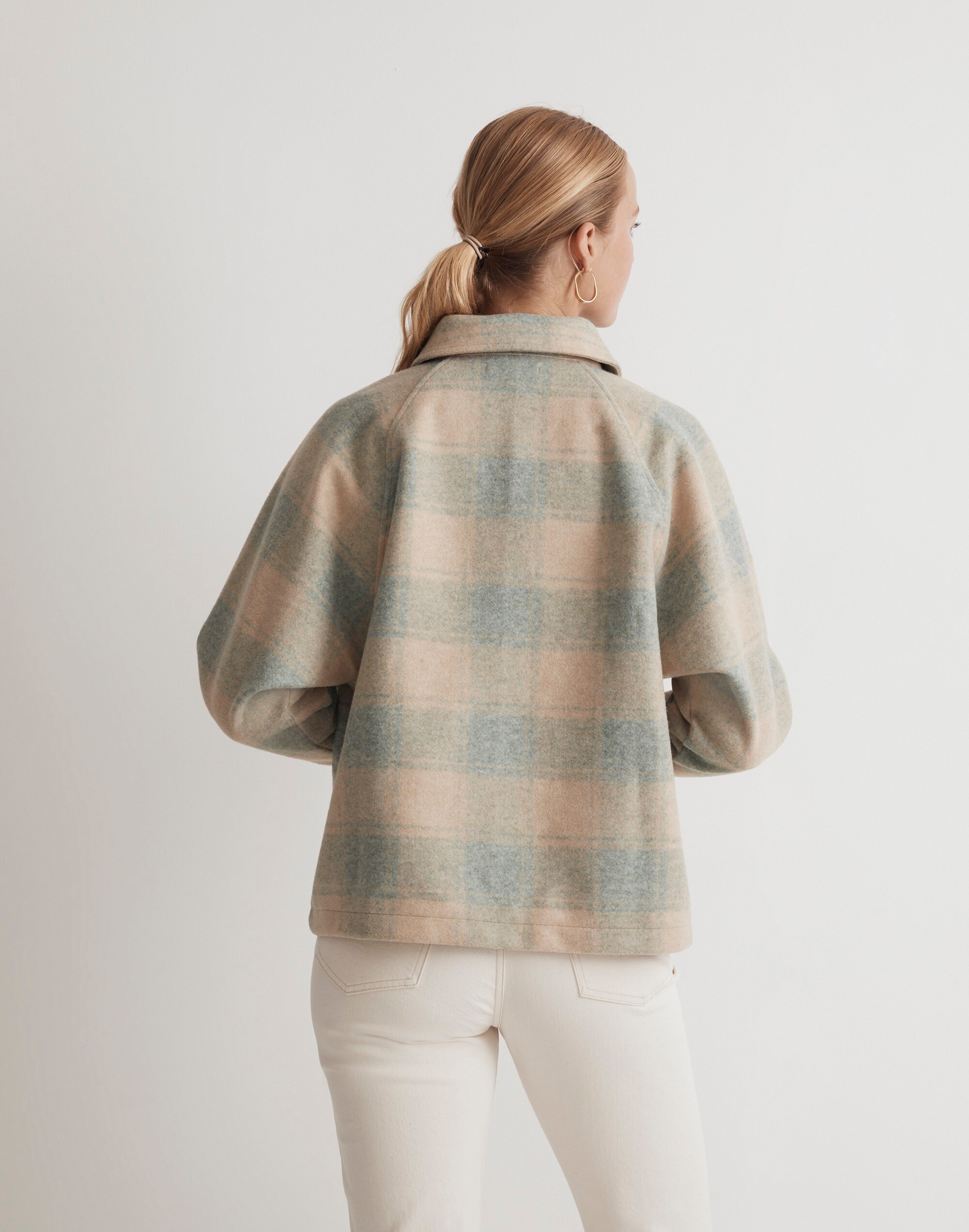 Brushed Jacquard Shirt Jacket in Plaid