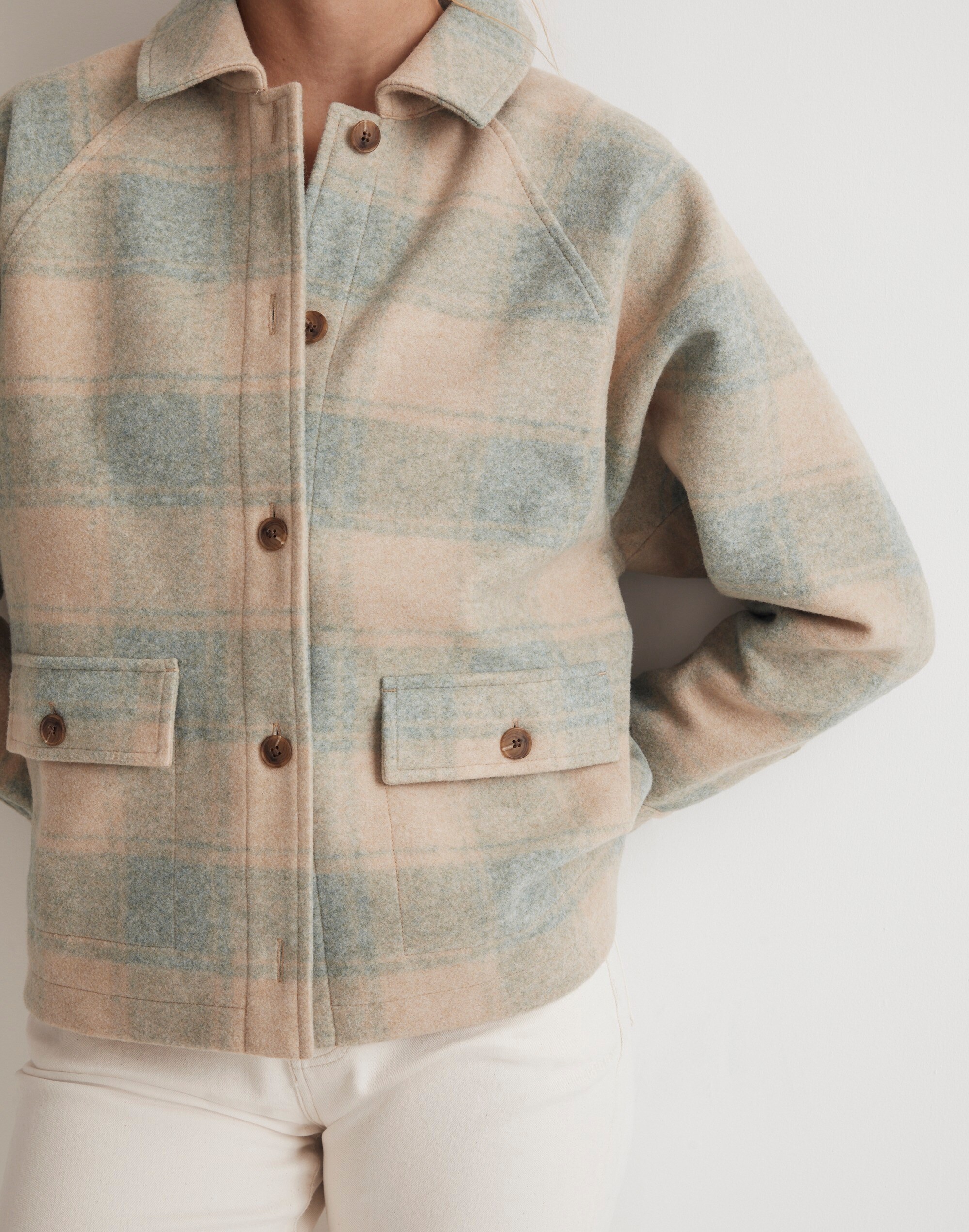 Brushed Jacquard Shirt Jacket in Plaid
