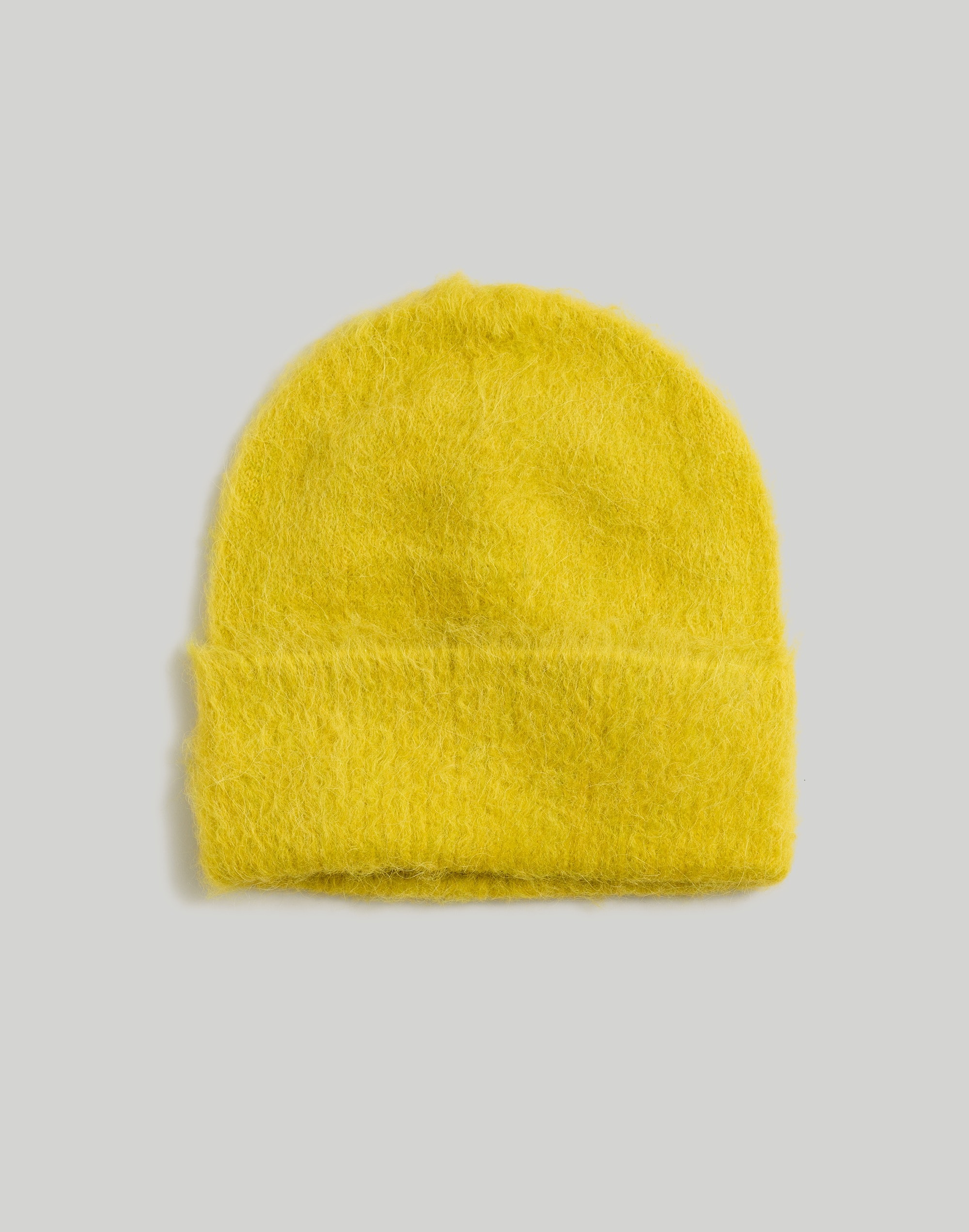 Mw Brushed Cuffed Beanie In Heather Chartreuse