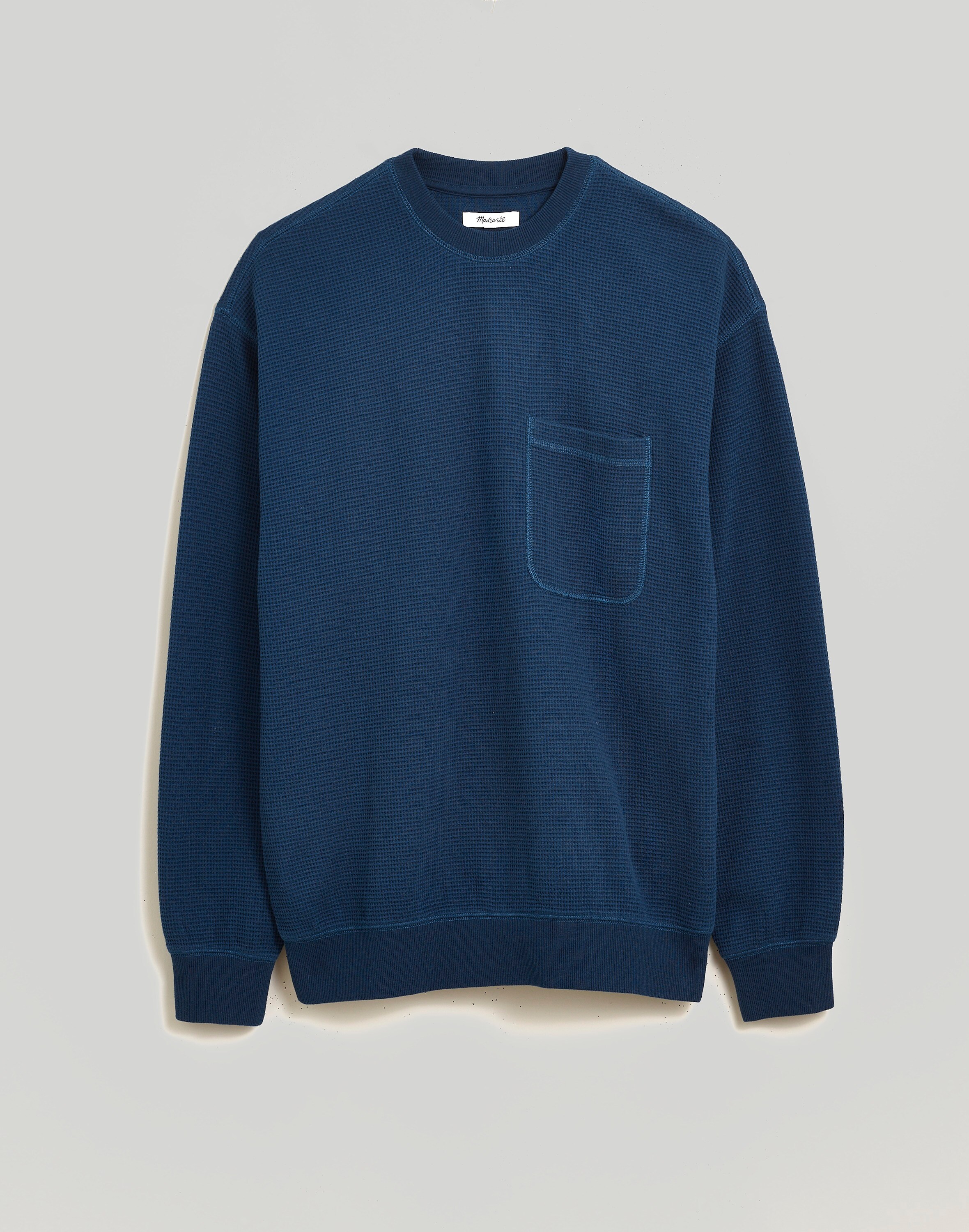 Waffle-Knit Crewneck Sweatshirt