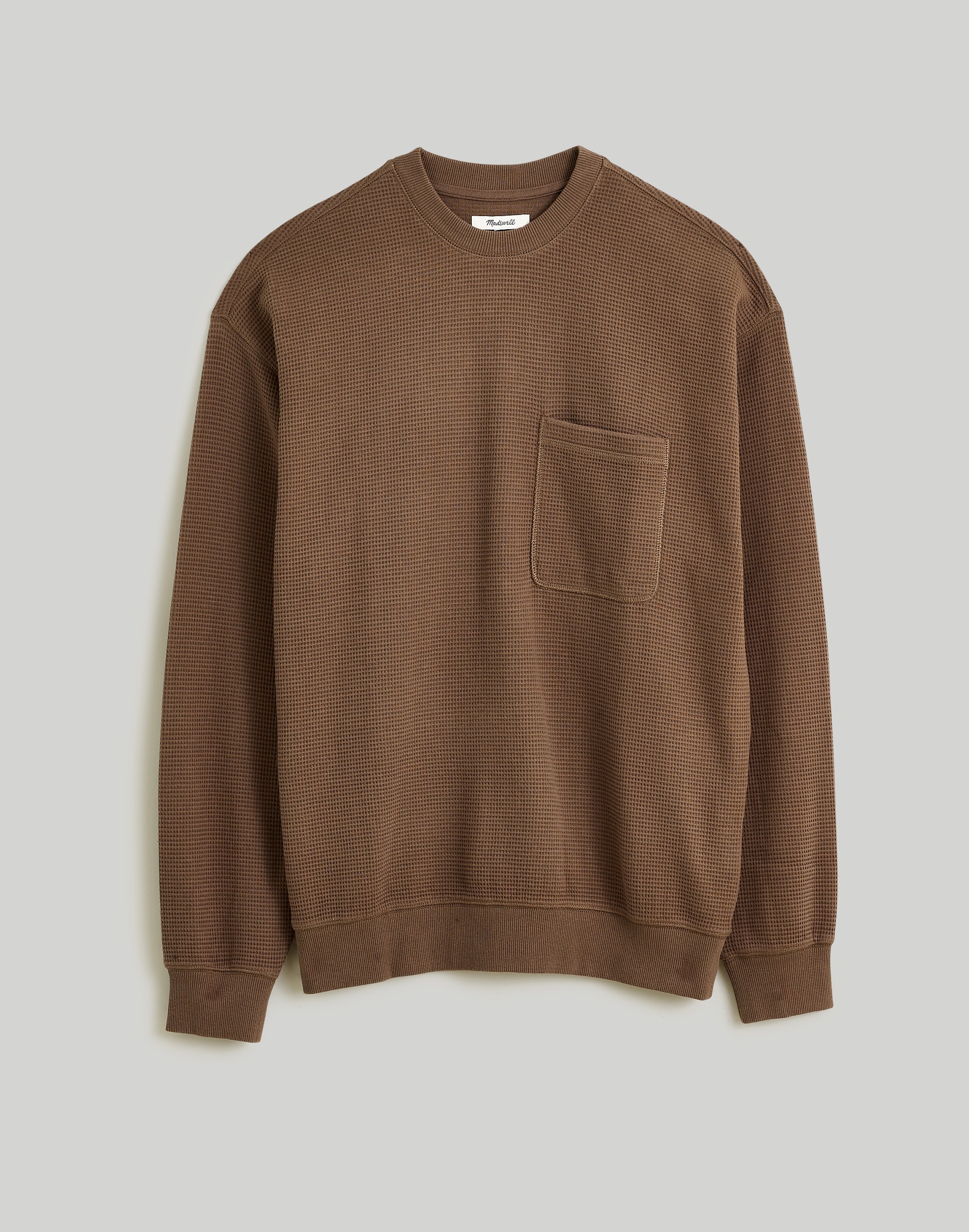 Waffle-Knit Crewneck Sweatshirt