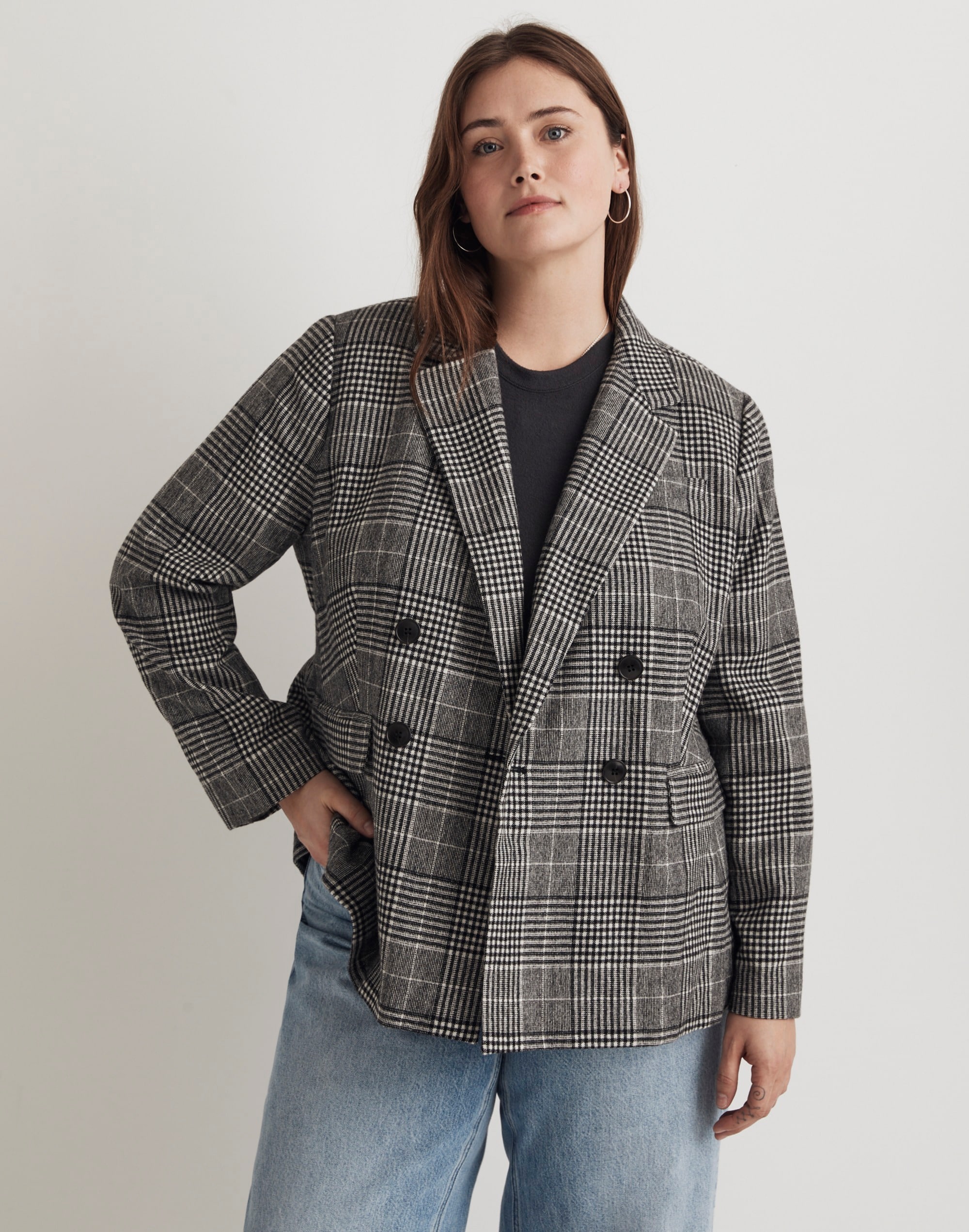 The Plus Rosedale Blazer in Plaid