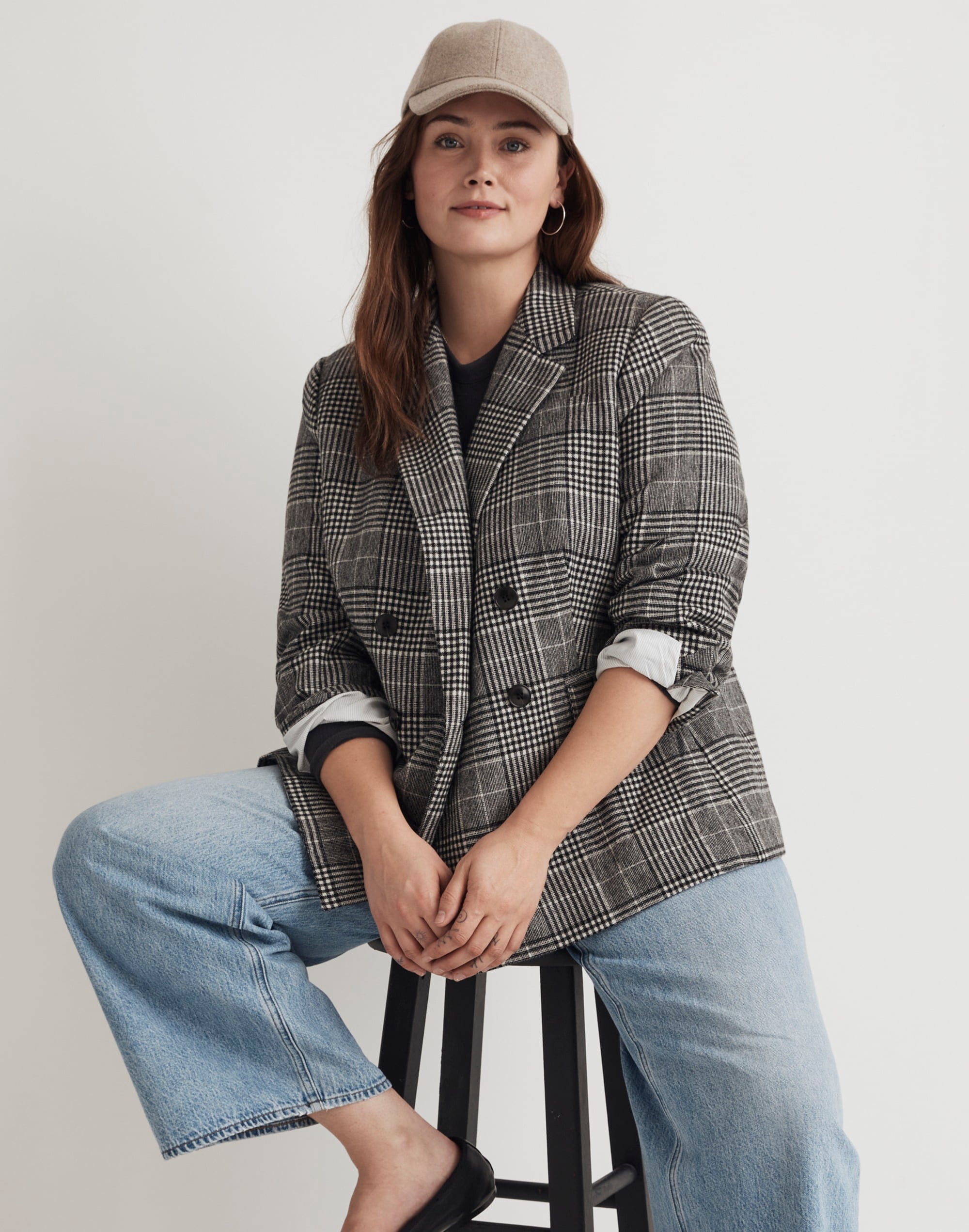 The Plus Rosedale Blazer in Plaid