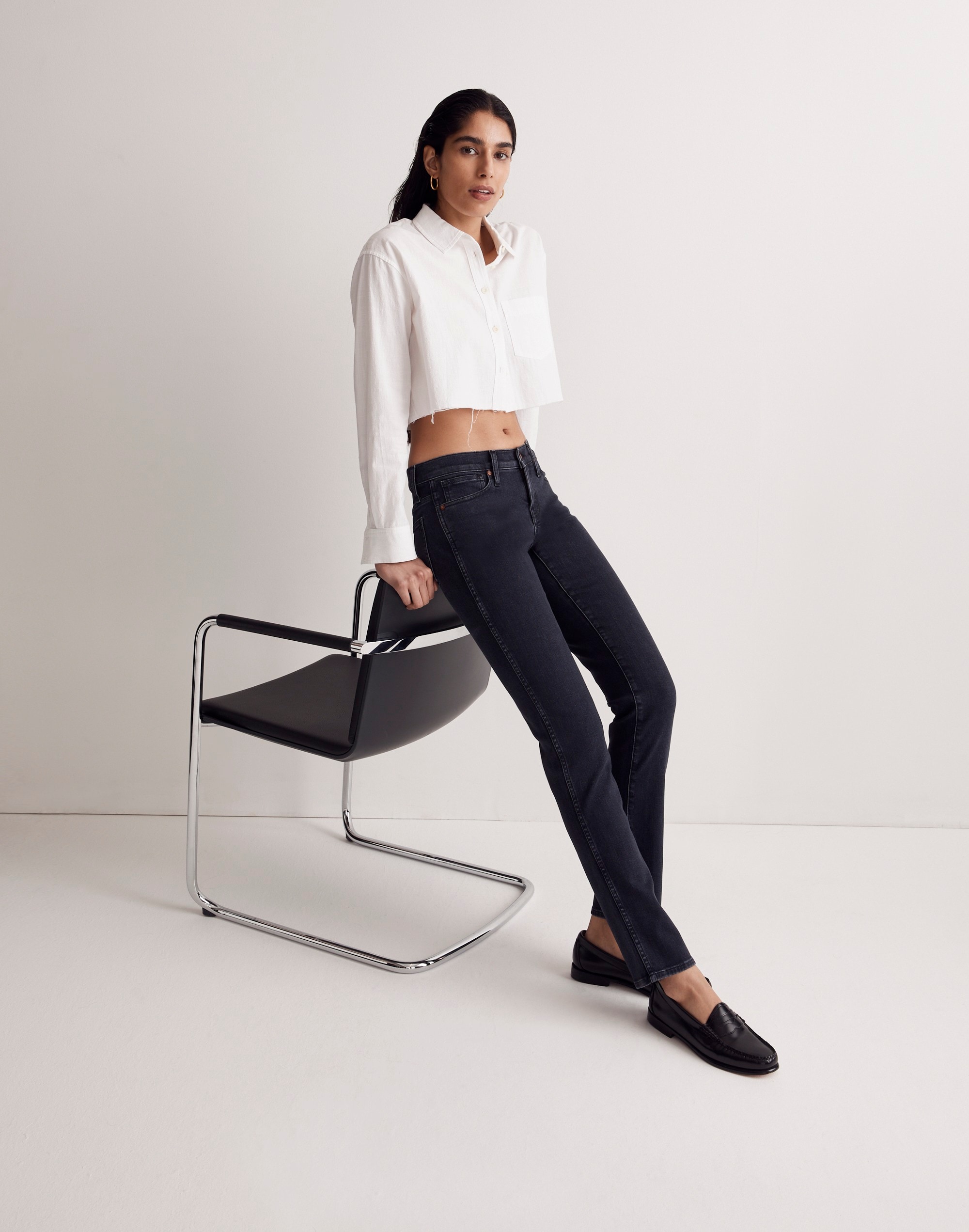 low-rise stovepipe jeans in lunar wash