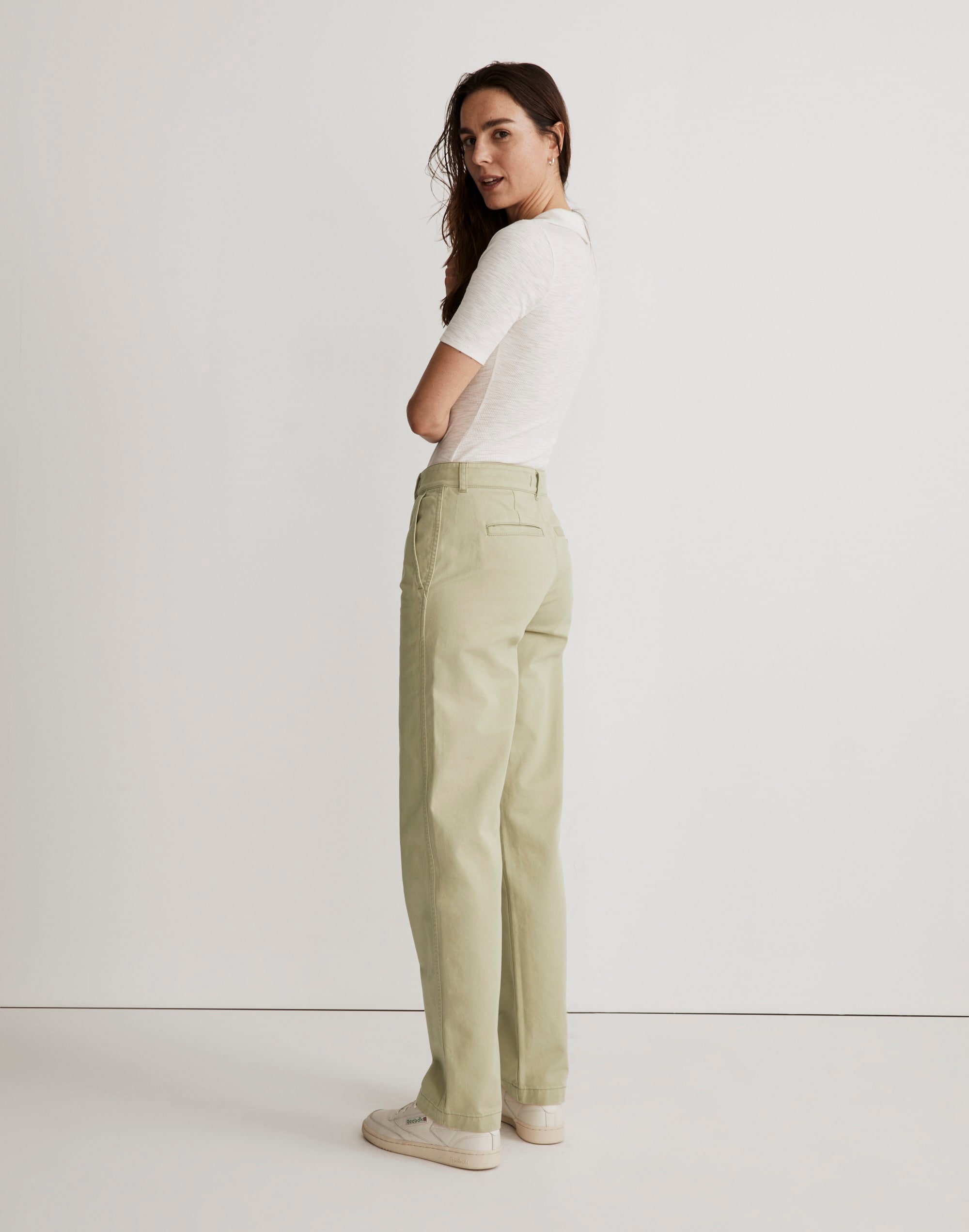 Low-Slung Straight Chino Pants