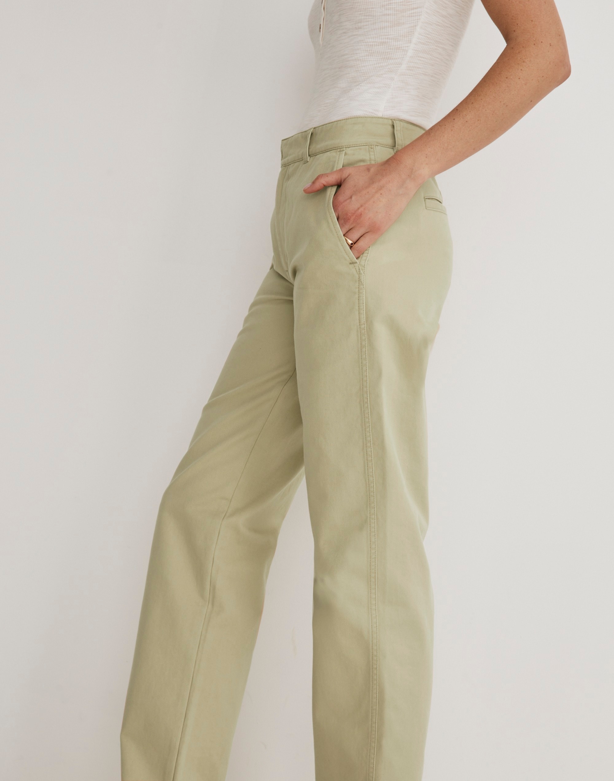 Low-Slung Straight Chino Pants