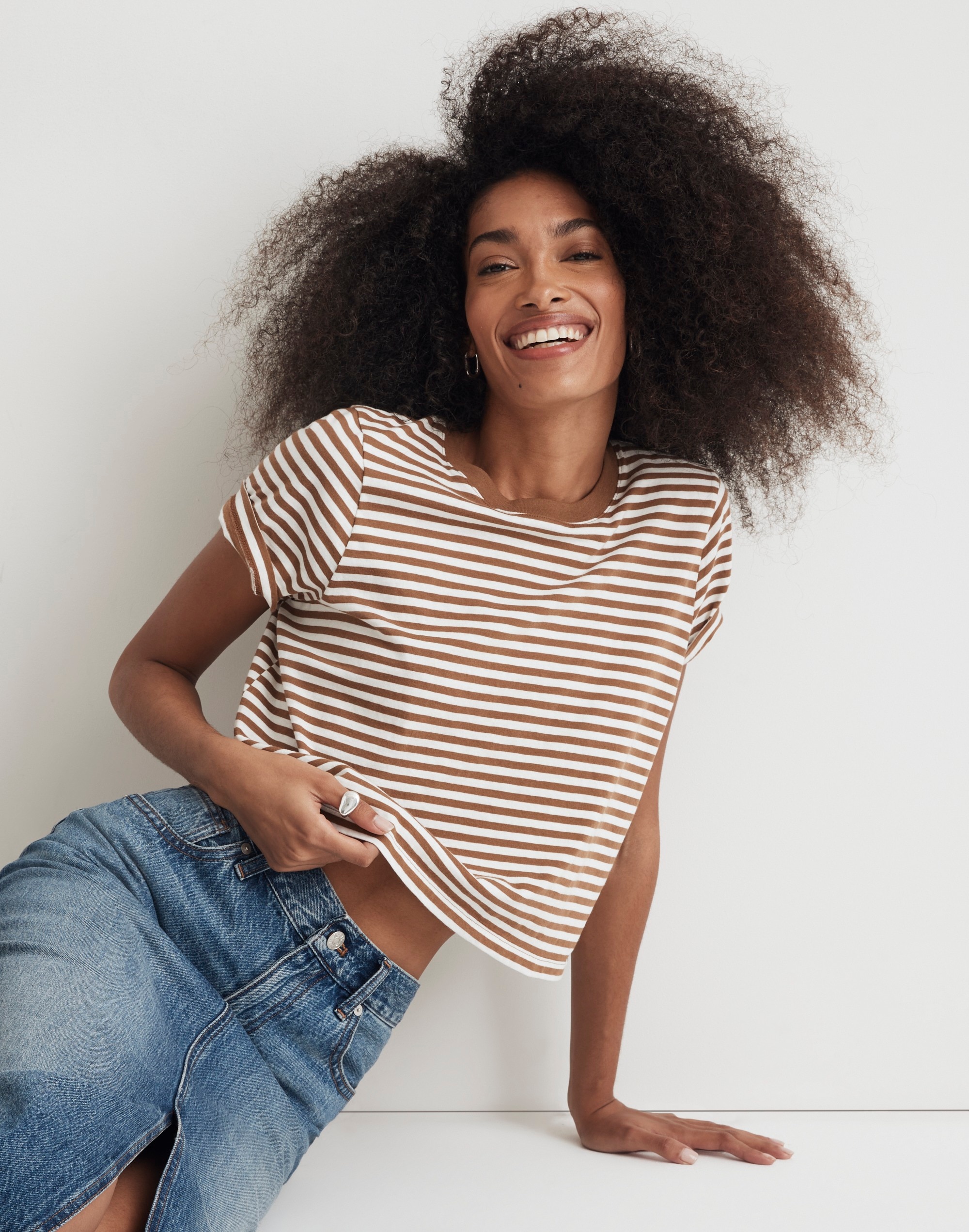 Softfade Cotton Boxy-Crop Tee
