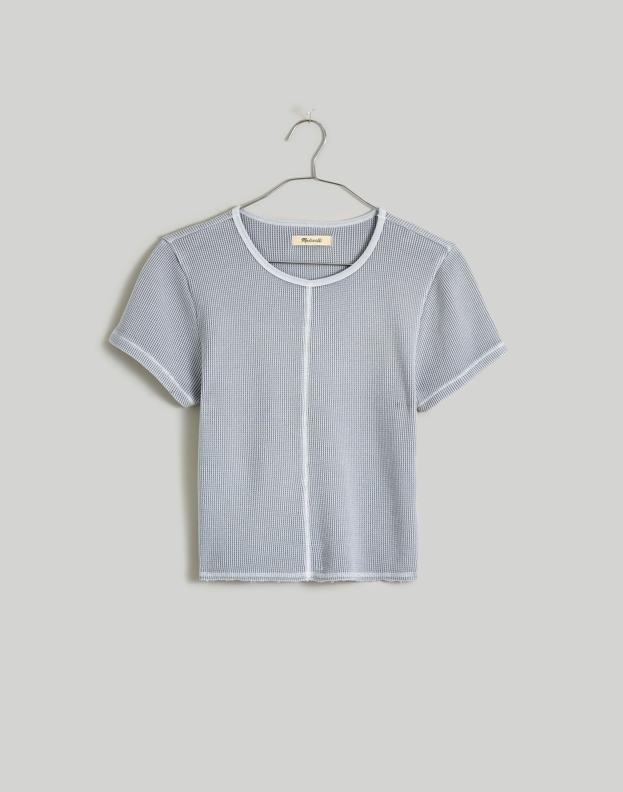 Waffle Knit Crewneck Short-Sleeve Crop Tee