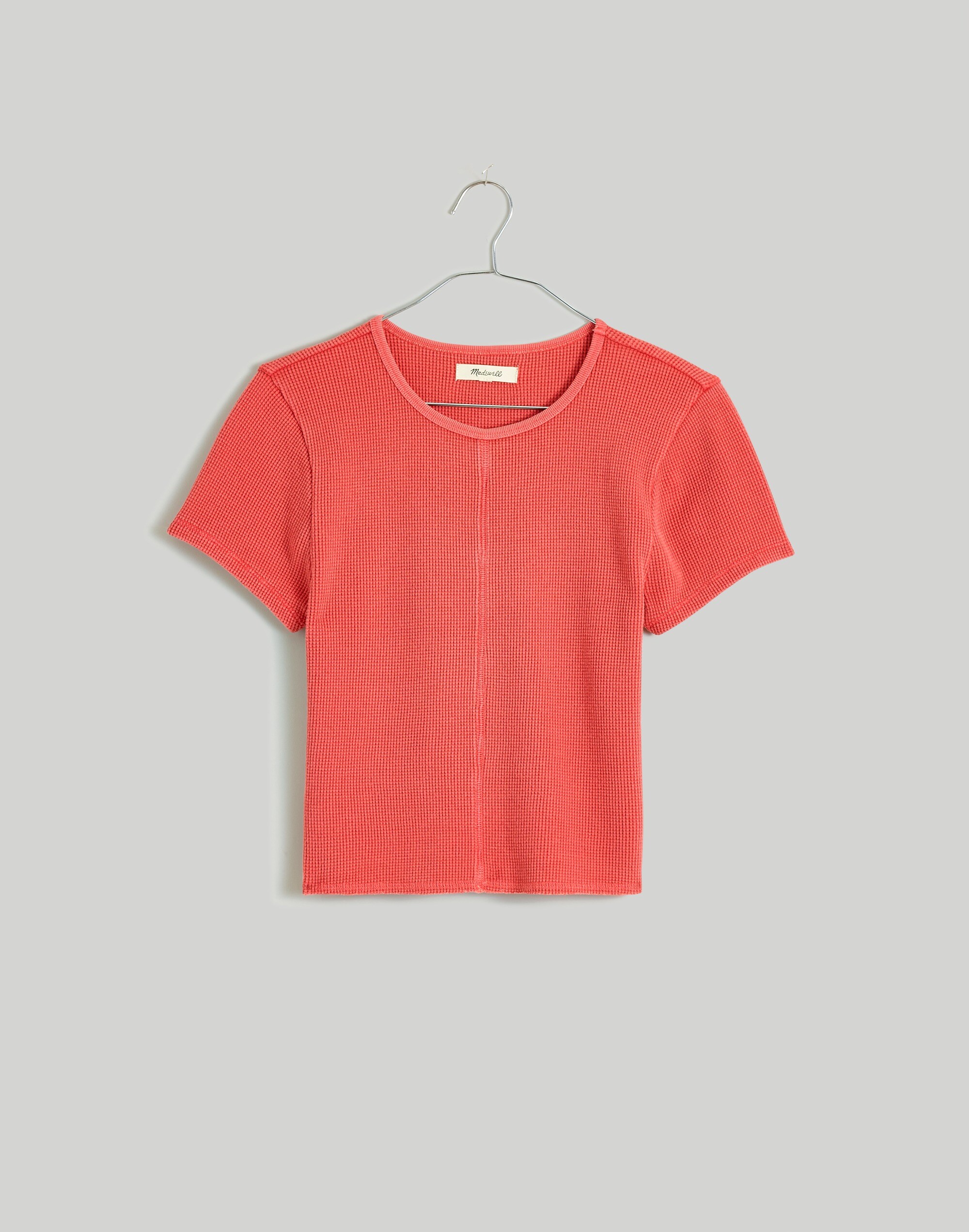Waffle Knit Crewneck Short-Sleeve Crop Tee