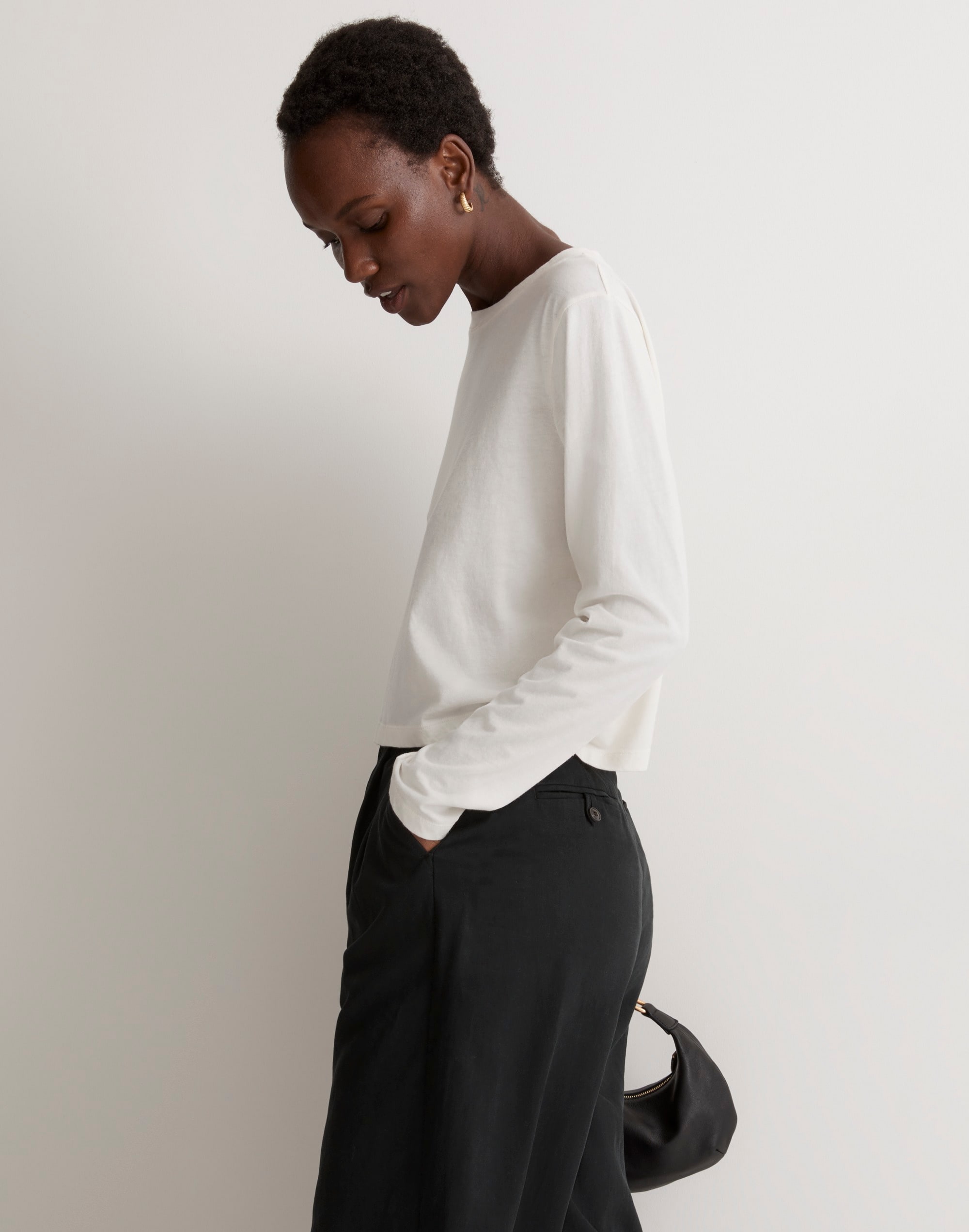 Softfade Cotton Boxy Crop Long-Sleeve Tee