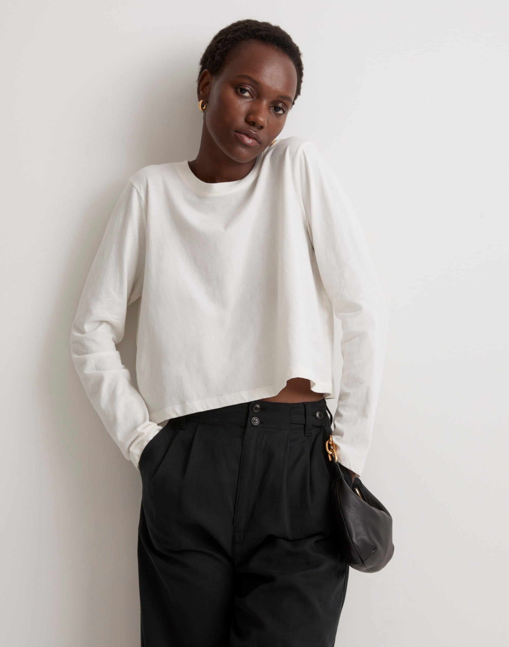Softfade Cotton Boxy Crop Long-Sleeve Tee