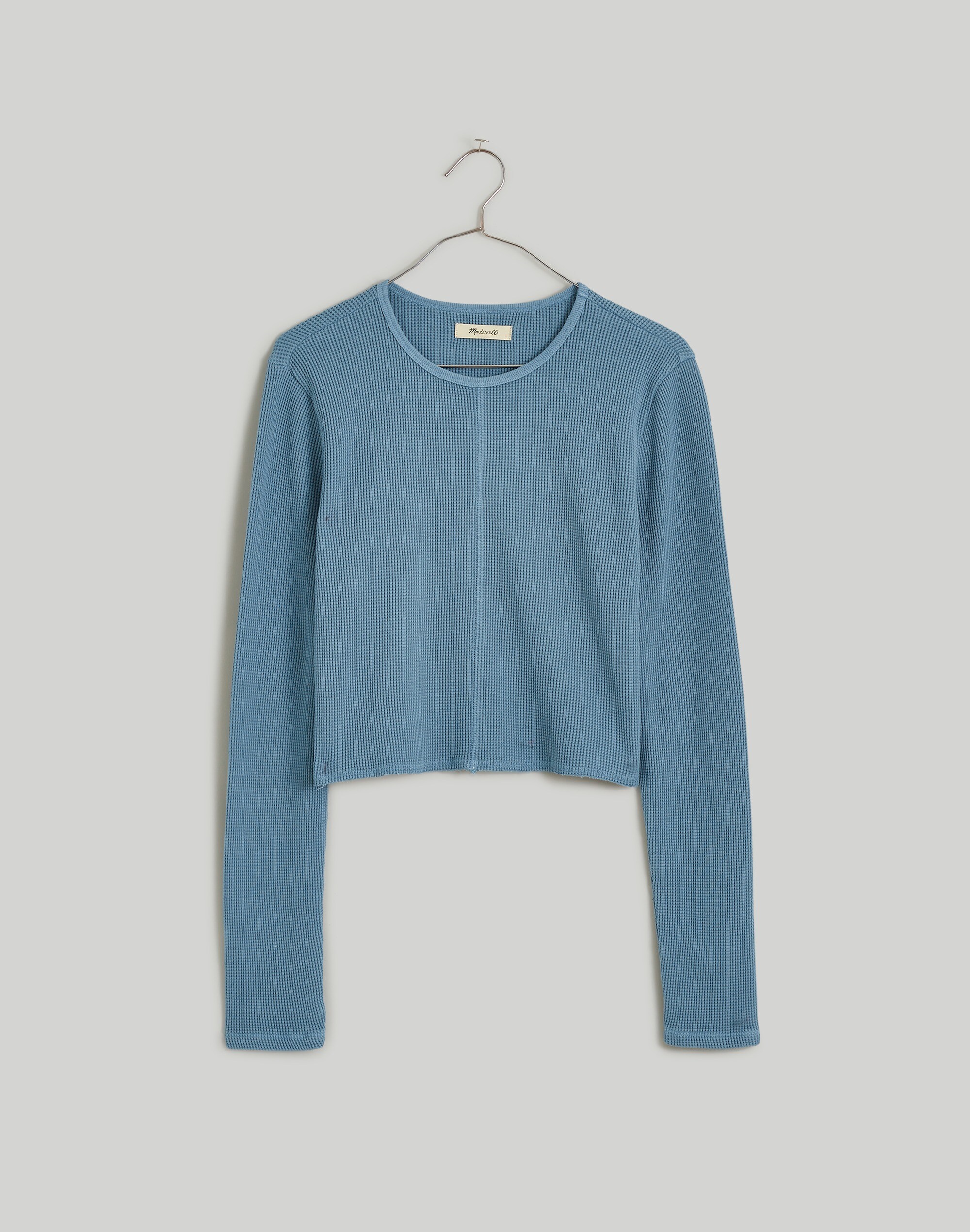 Waffle Knit Crewneck Crop Tee