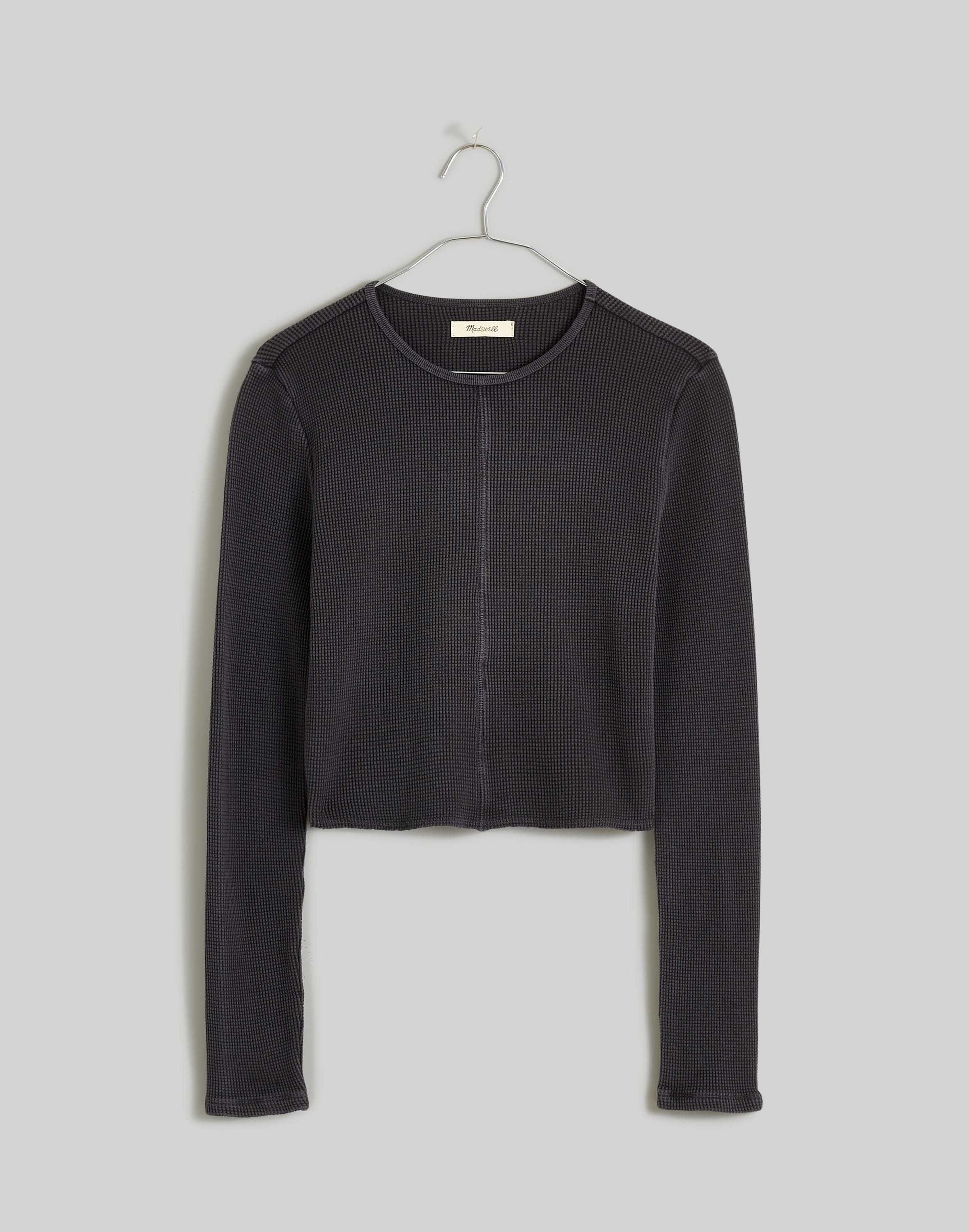 Waffle Knit Crewneck Crop Tee