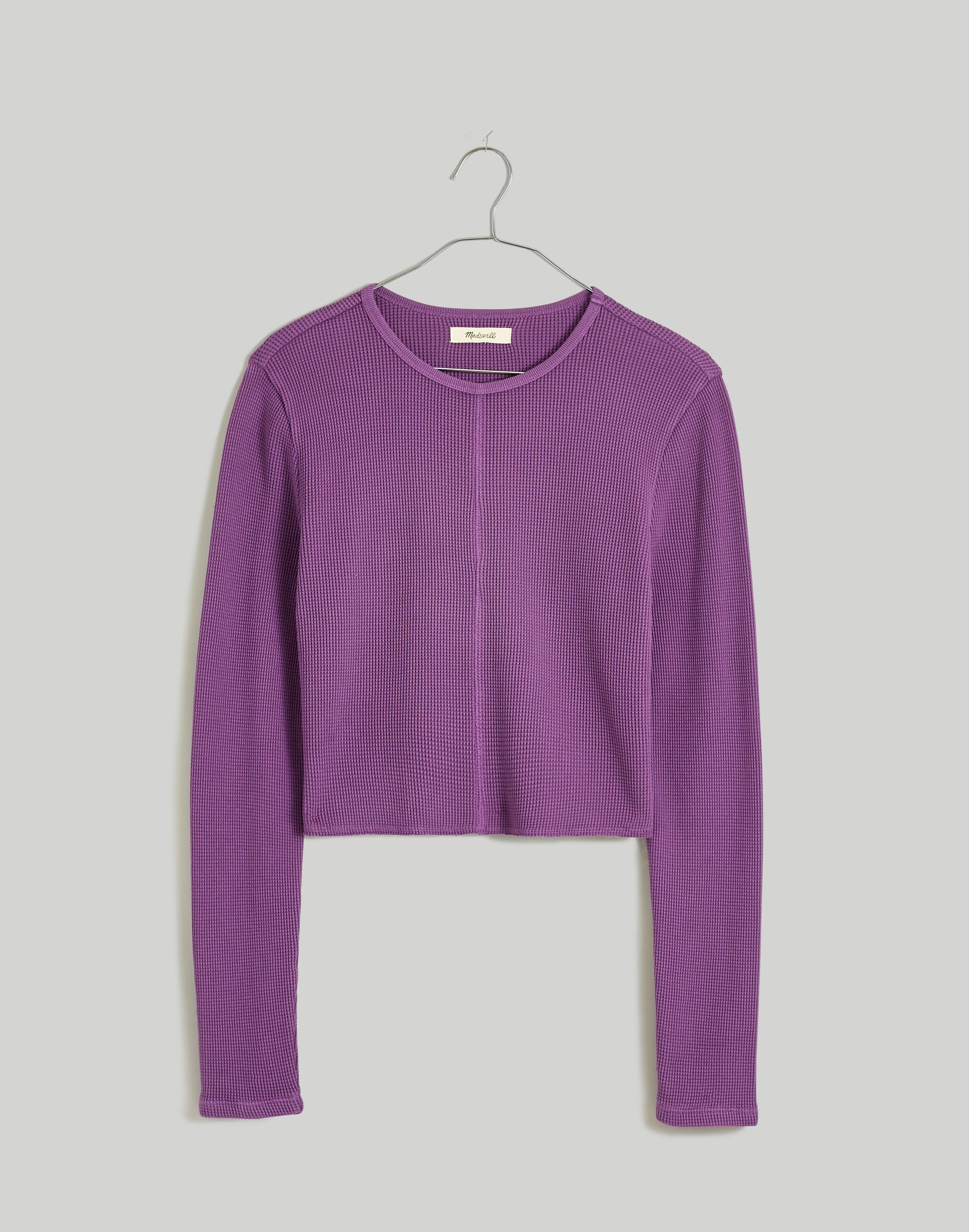 Waffle Knit Crewneck Crop Tee