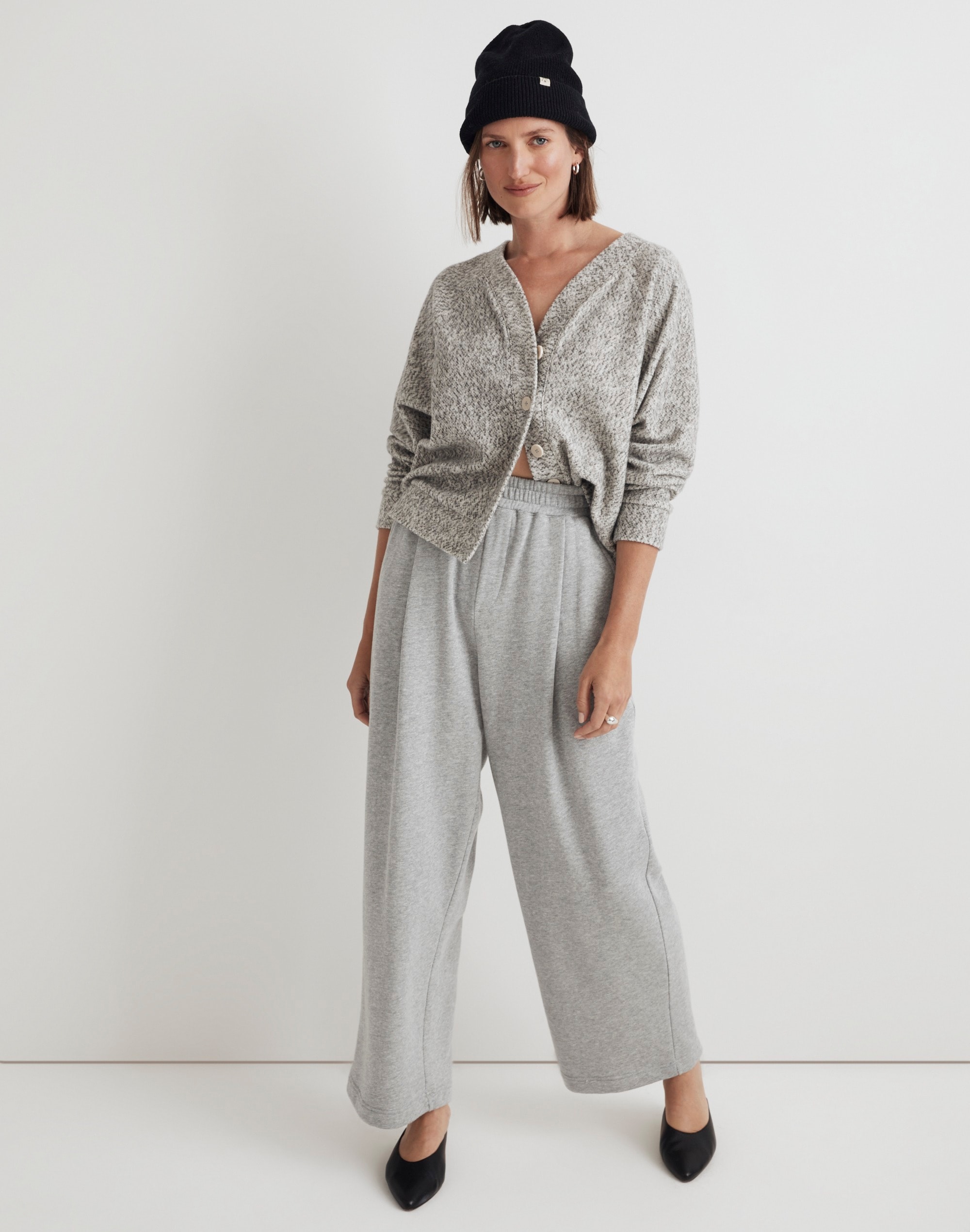 Brushed Boucl&eacute; Raglan-Sleeve Cardigan