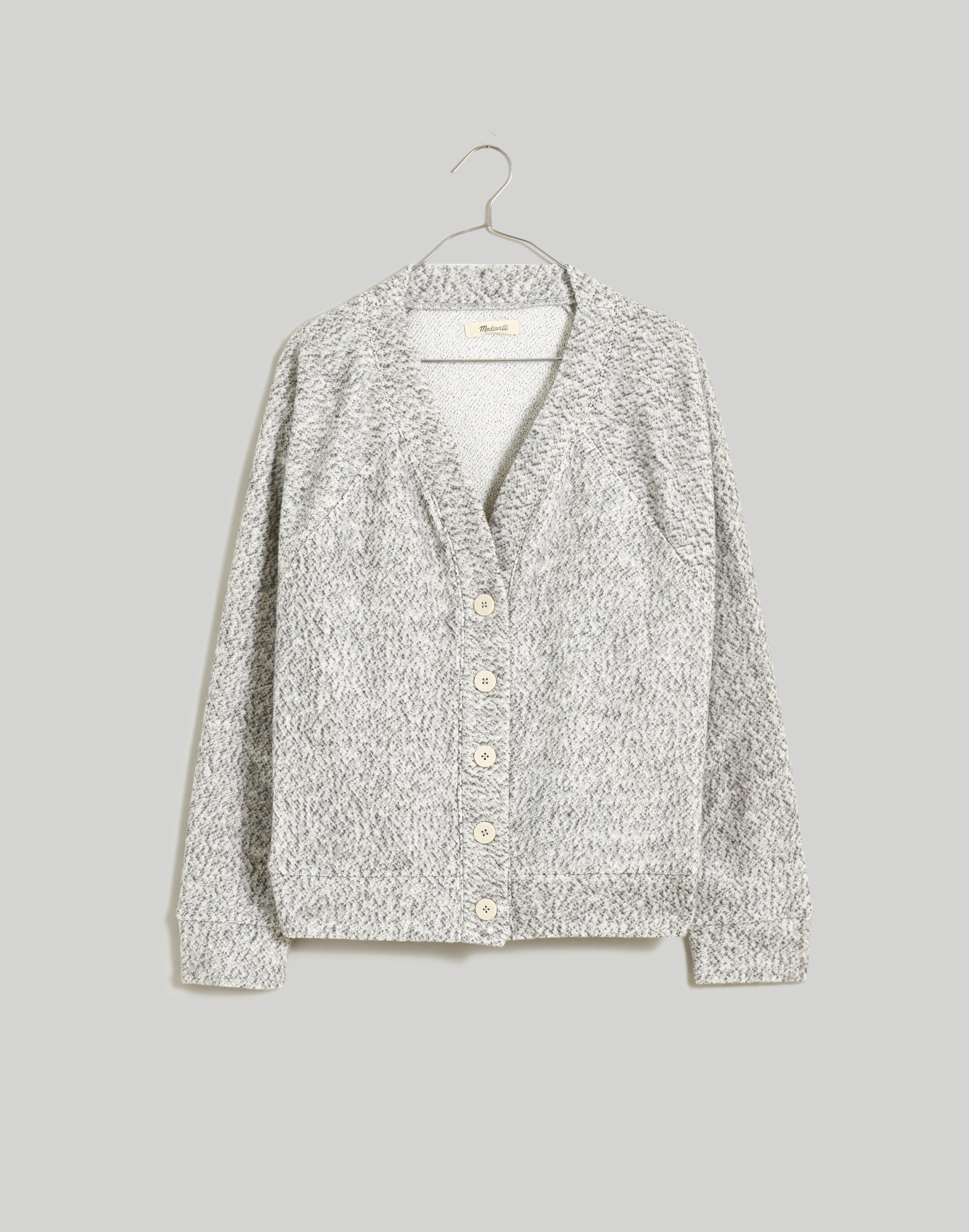 Brushed Boucl&eacute; Raglan-Sleeve Cardigan