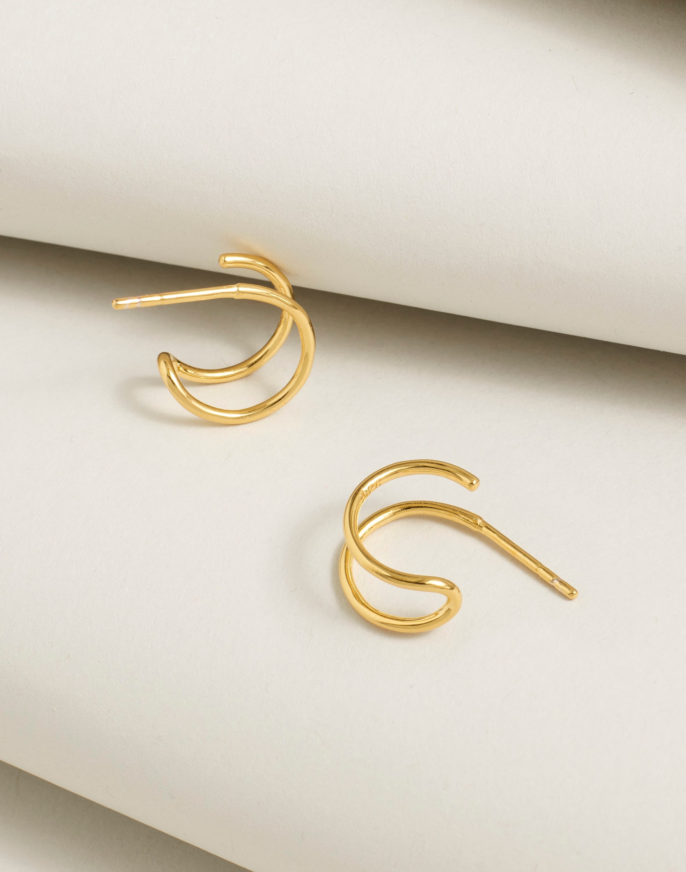 Mw Delicate Collection Demi-fine 14k Plated Double Hoop Earrings In 14k Gold