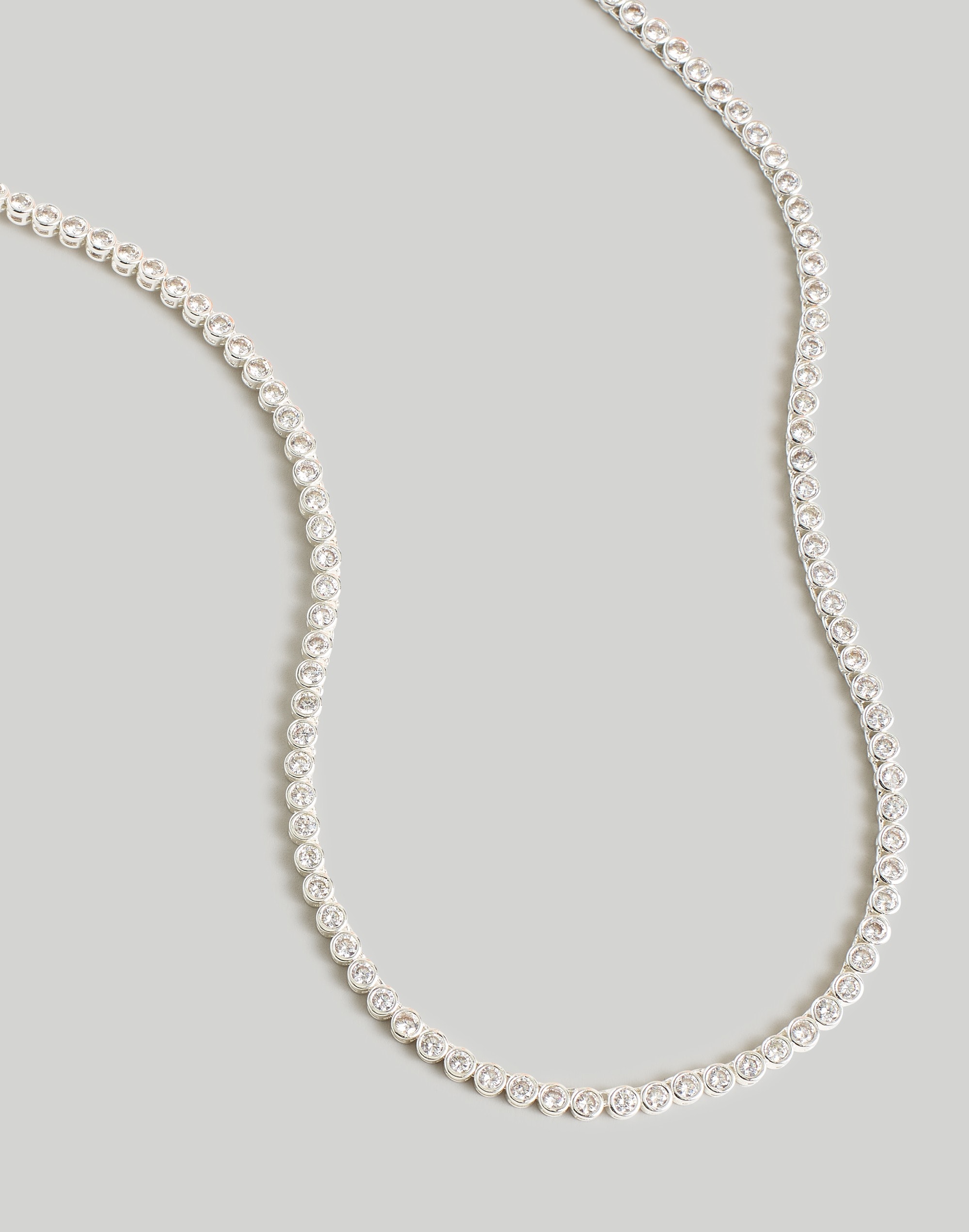 Mw Tennis Necklace In Polished Silver