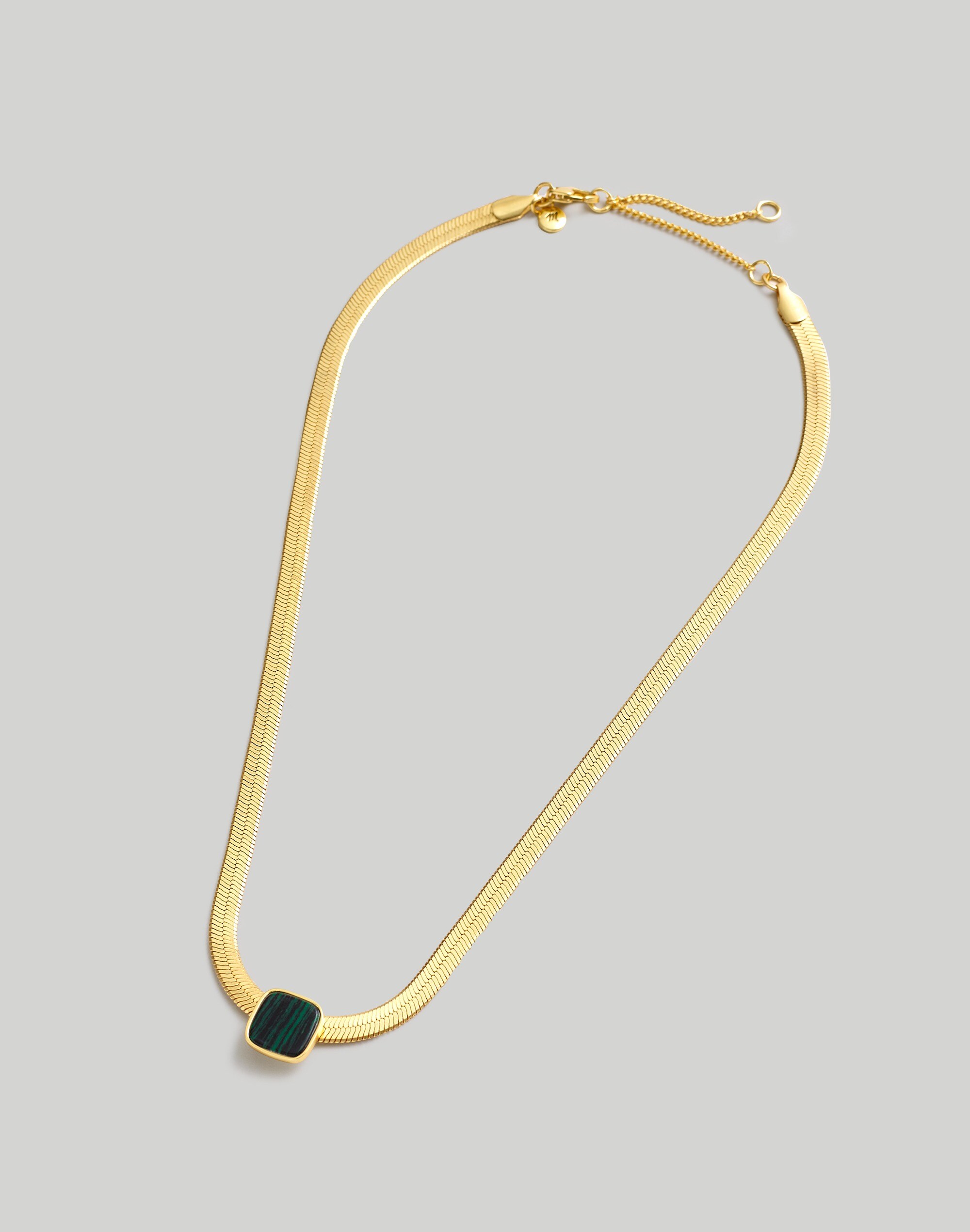 Stone Collection Green Tiger Eye Herringbone Chain Necklace