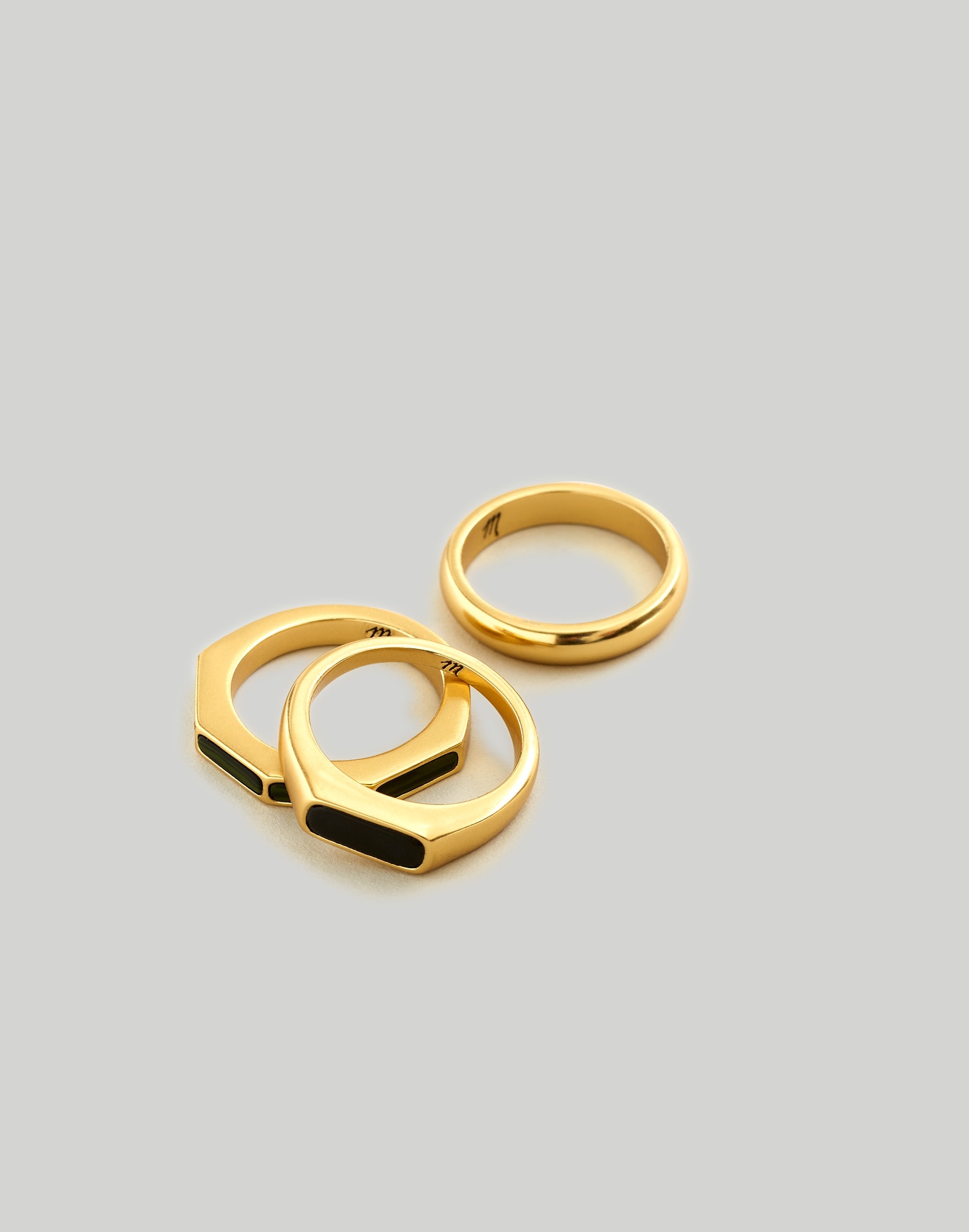 Geometric Malachite Stacking Ring Set