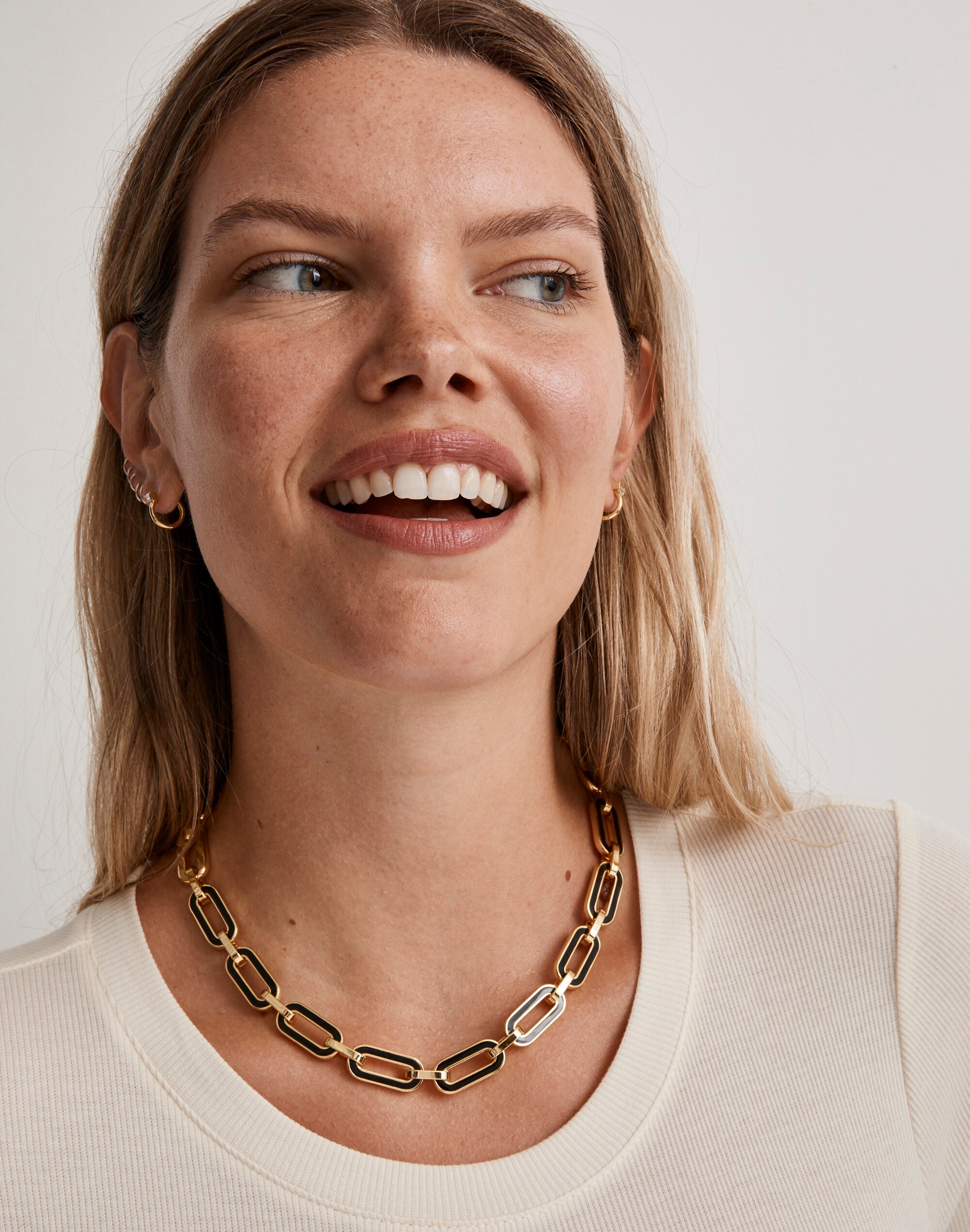 Colorblock Enamel Chunky Chain Necklace