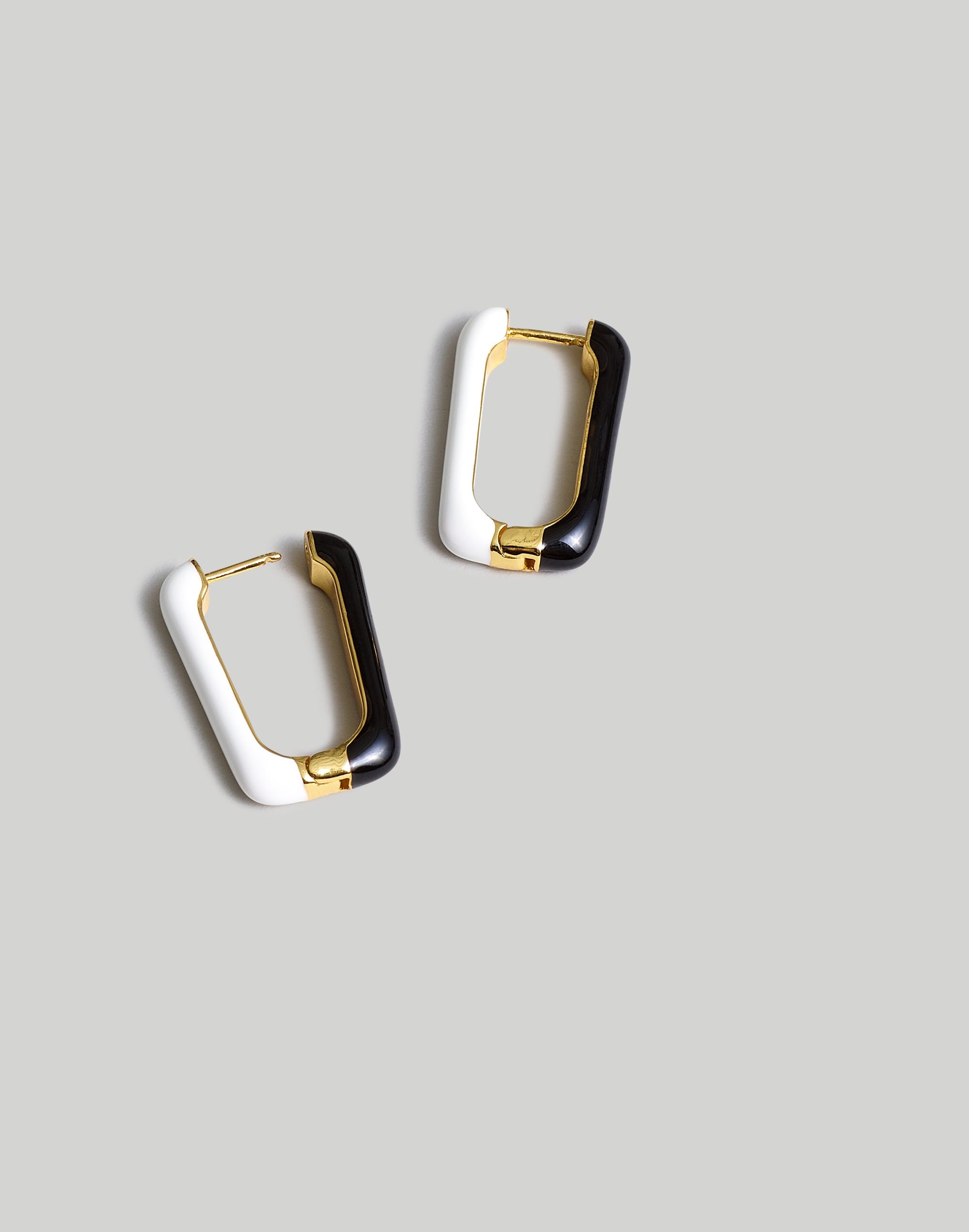 Colorblock Enamel Carabiner Hoop Earrings