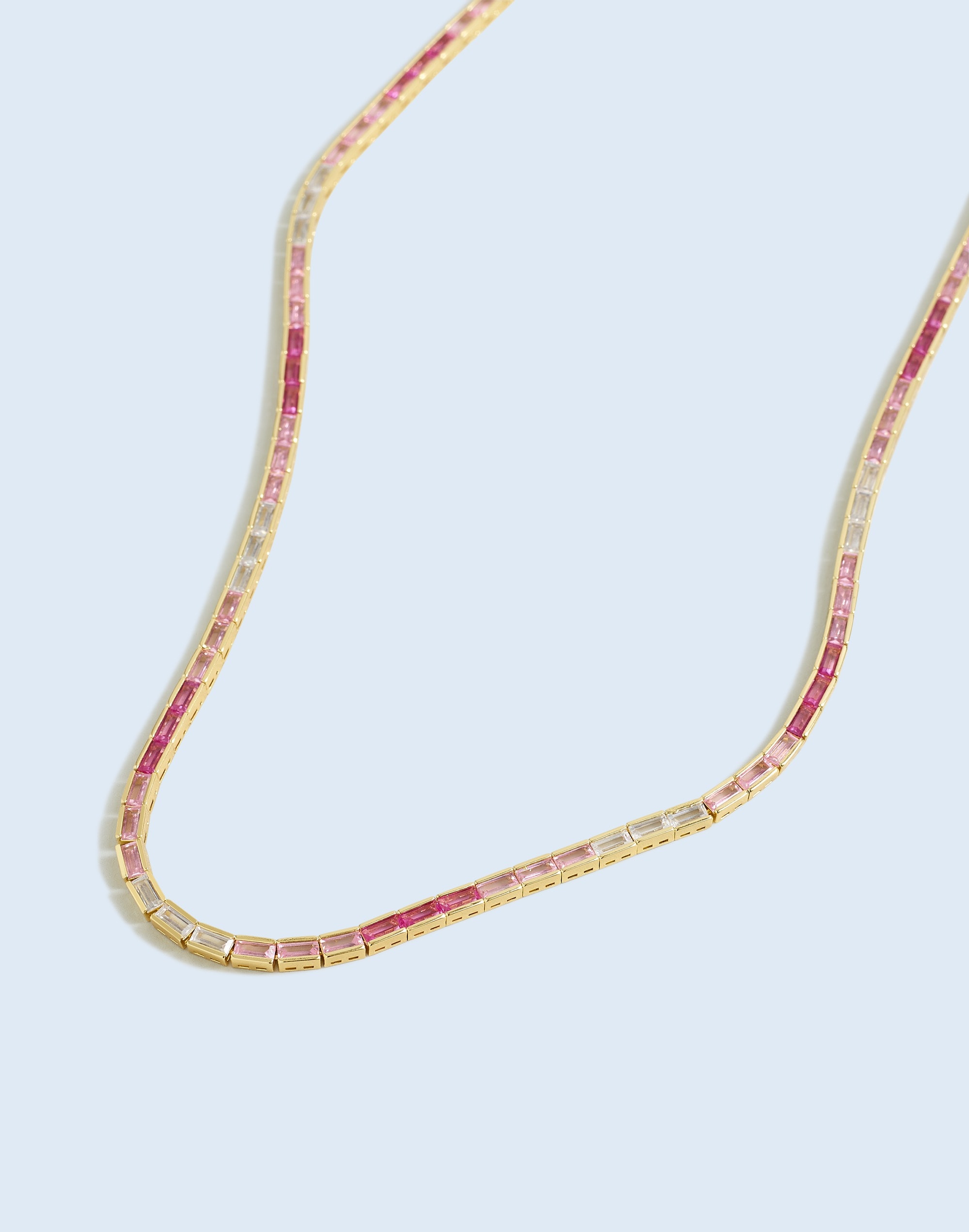 Mw The Tennis Collection Baguette Crystal Necklace In Shaded Pink