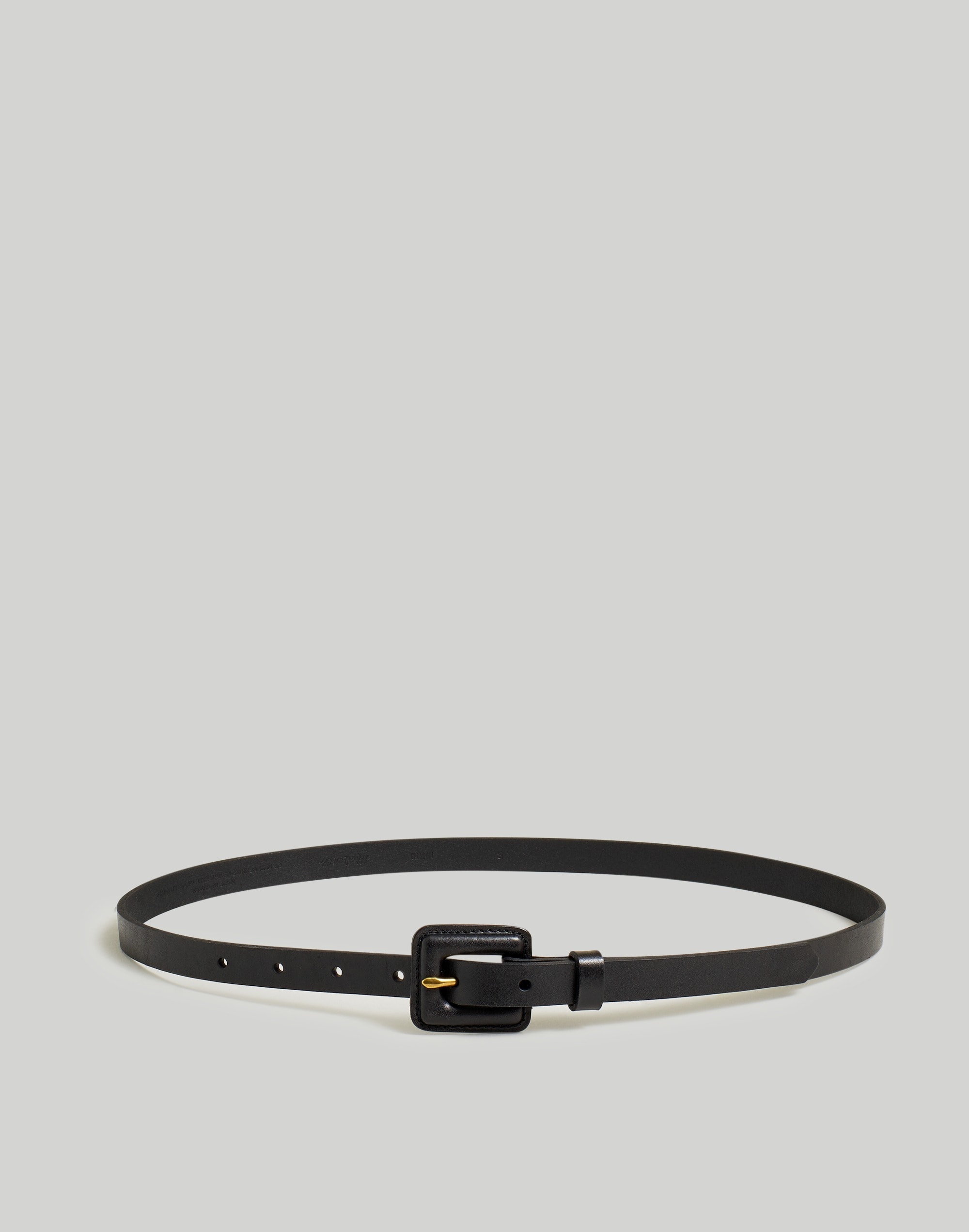Mw Pebbled Leather Covered-buckle Belt In True Black