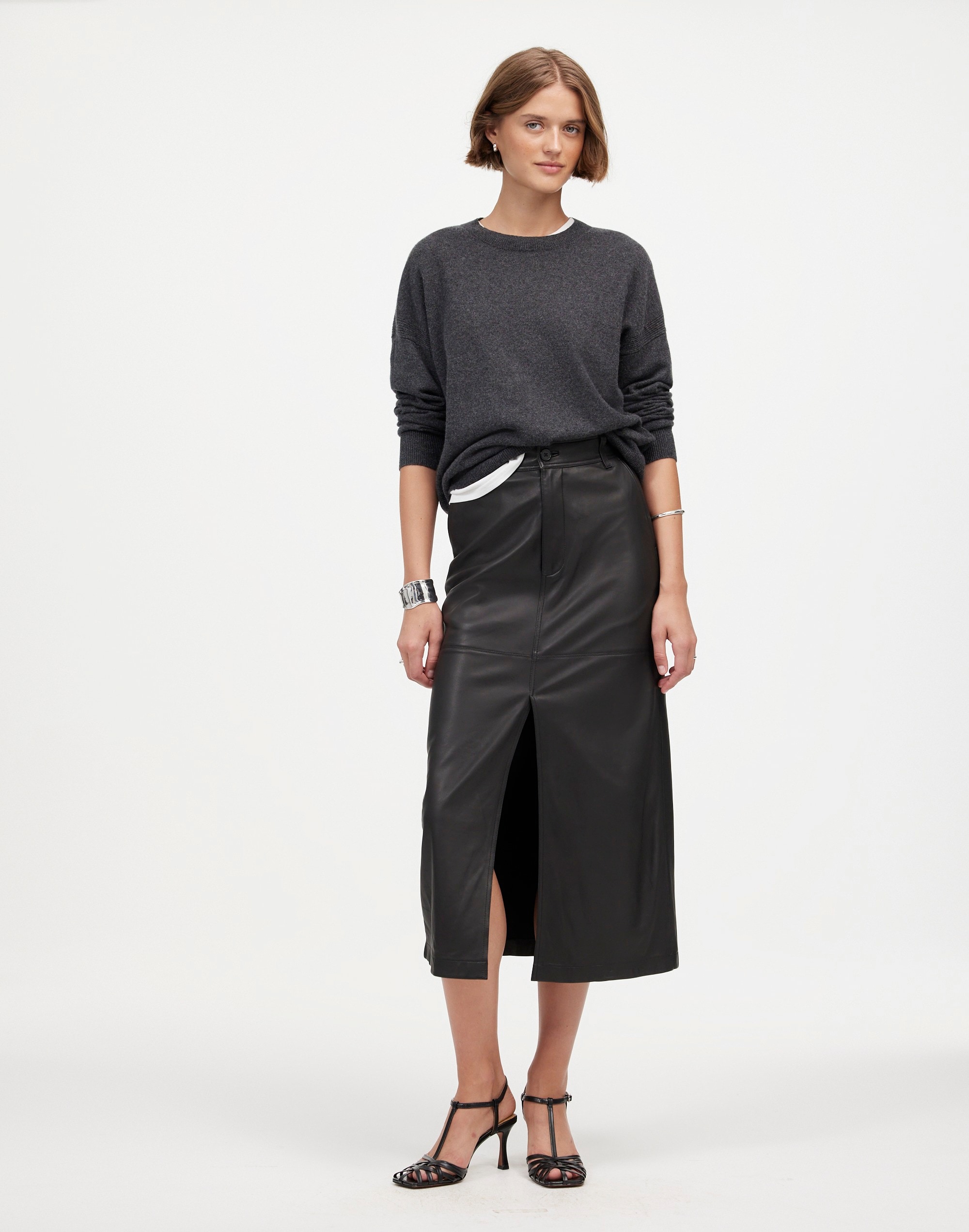 leather midi skirt