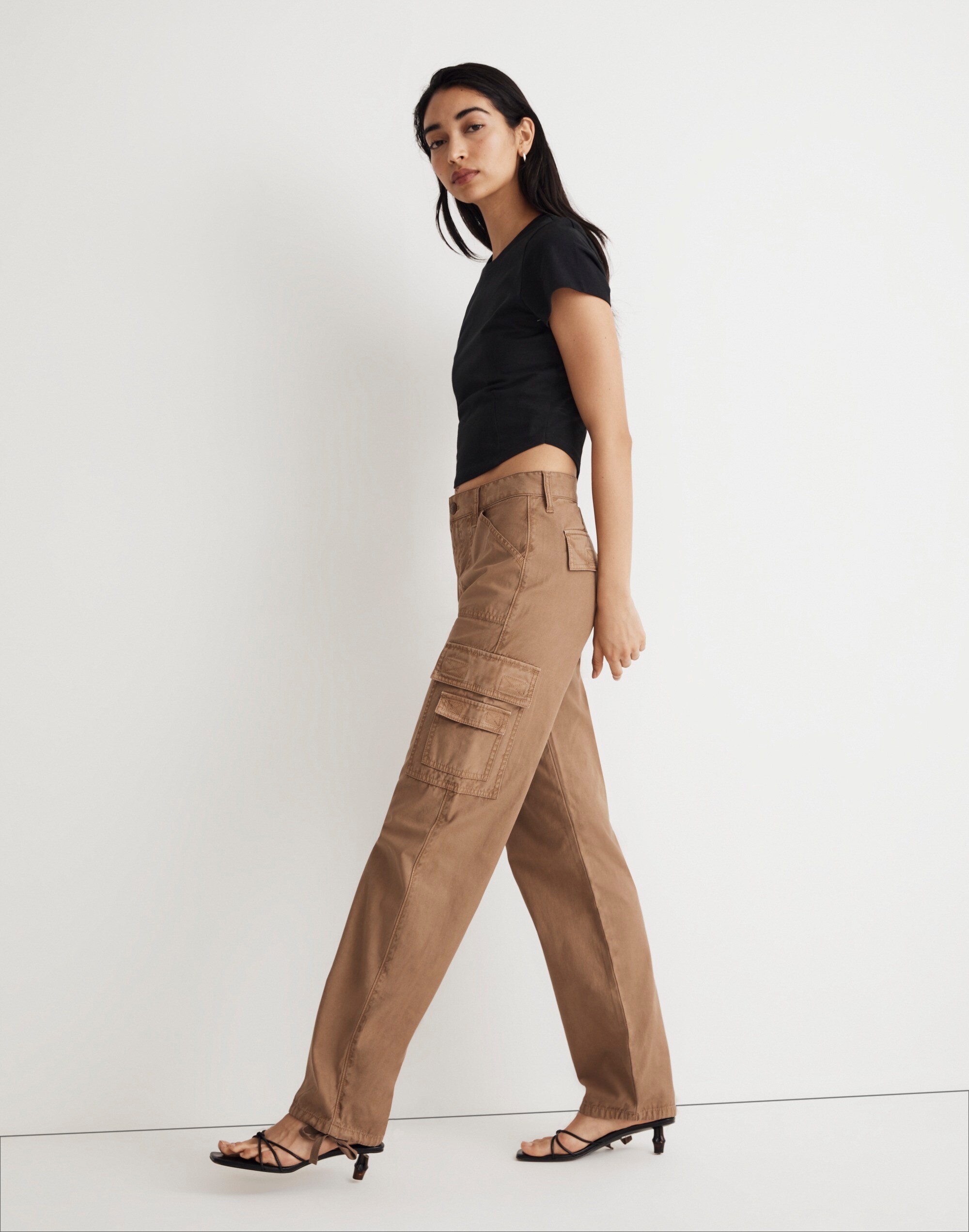 Garment-Dyed Low-Slung Straight Cargo Pants