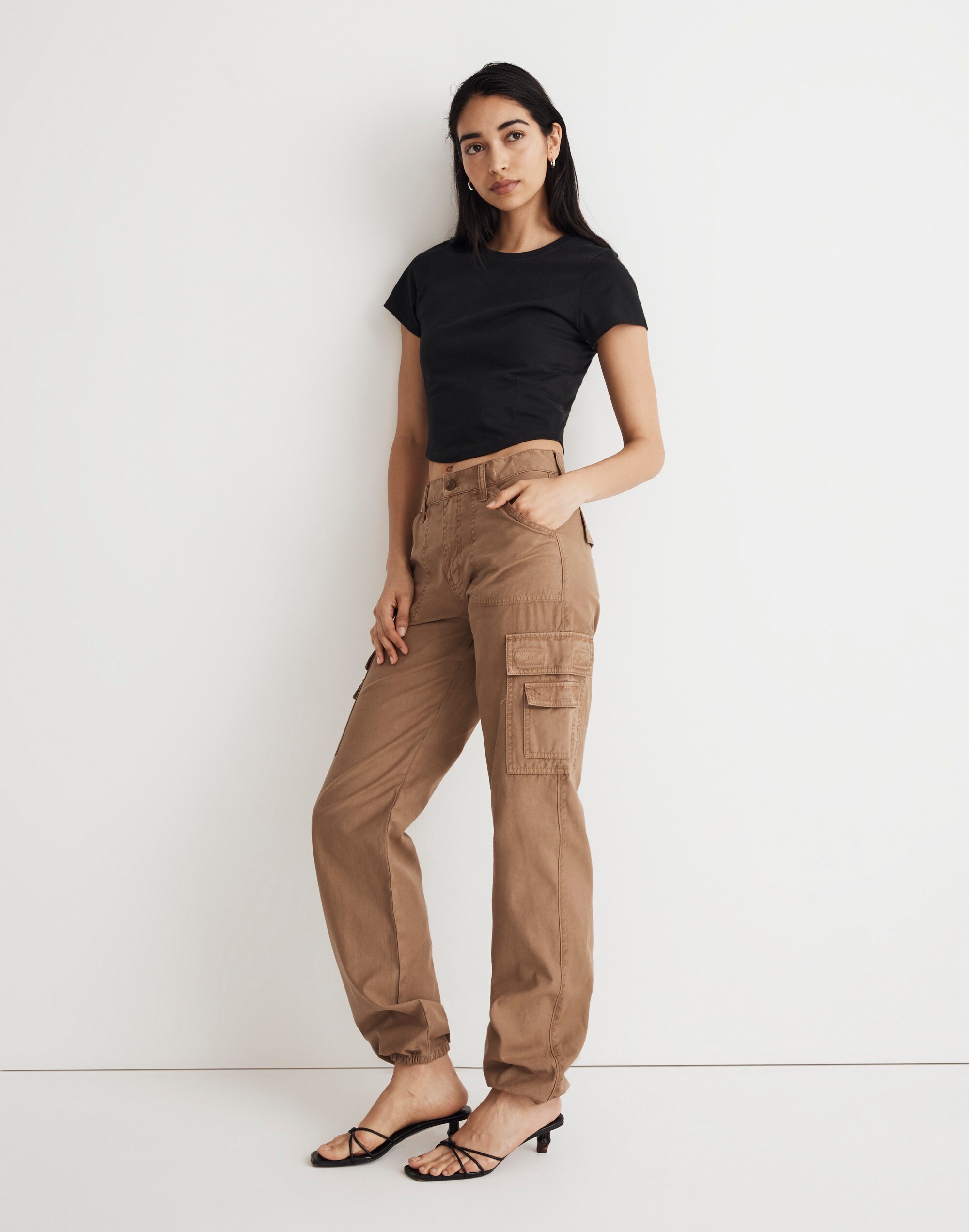 Garment-Dyed Low-Slung Straight Cargo Pants