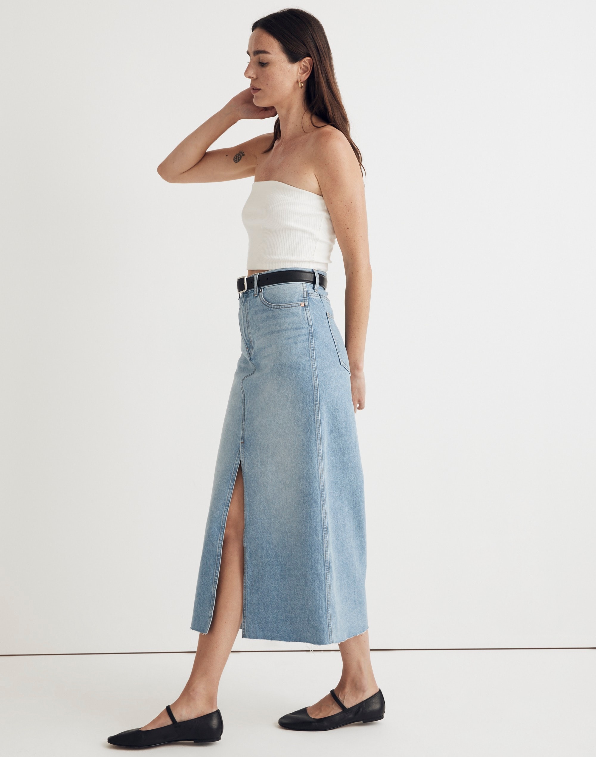Denim Maxi Skirt in Merrimon Wash
