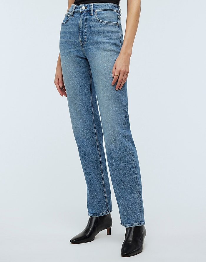 High-Rise Creased-Front Full-Leg Jeans