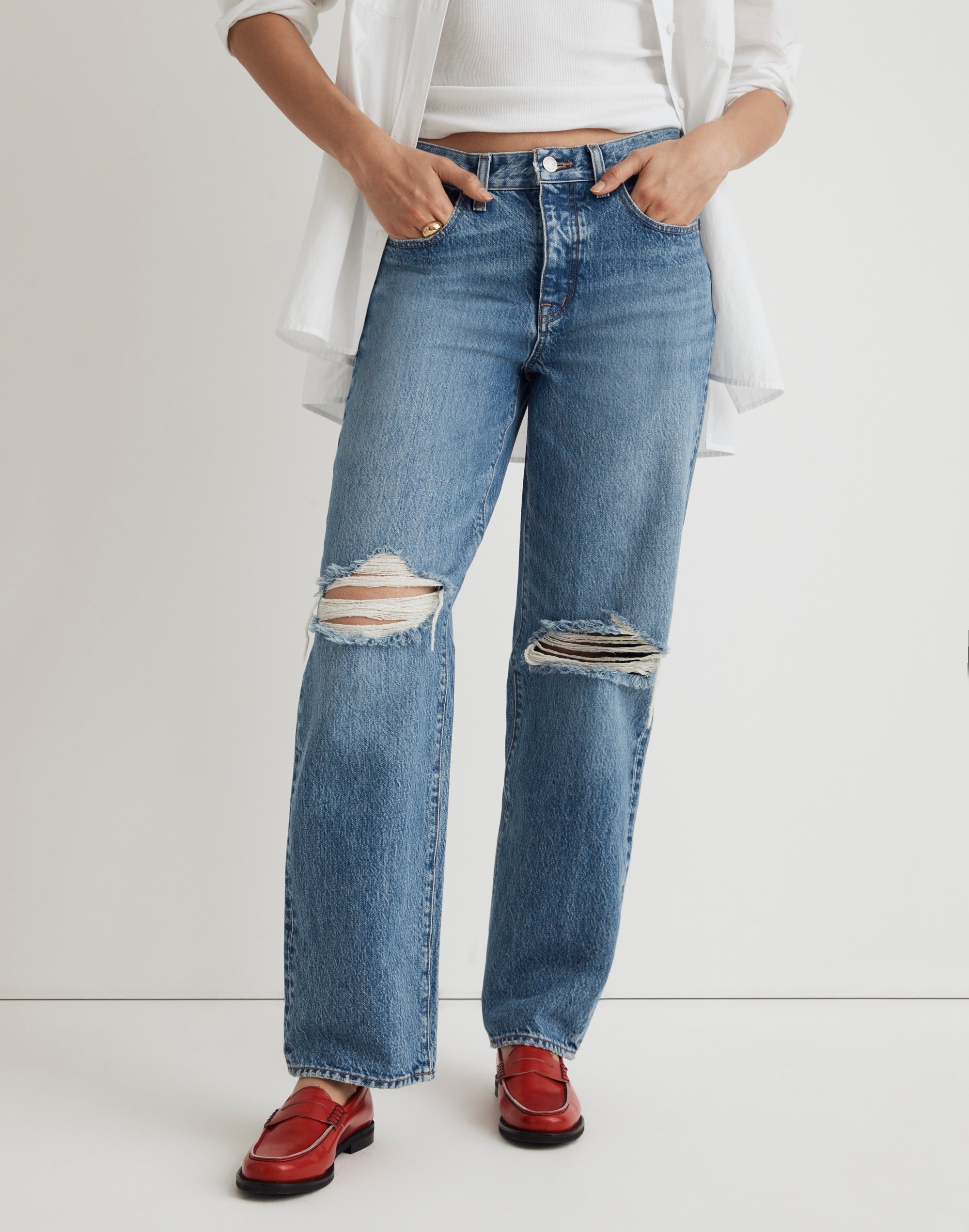 Low-Slung Straight Jeans