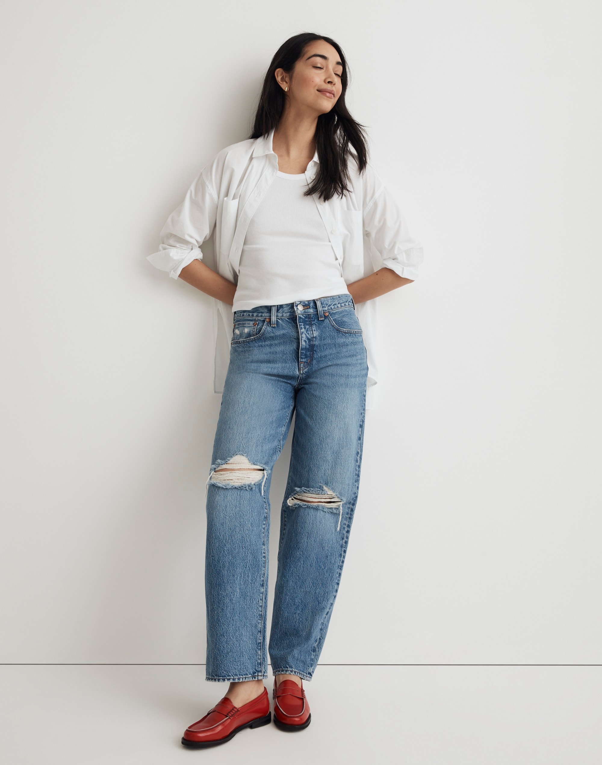 Low-Slung Straight Jeans