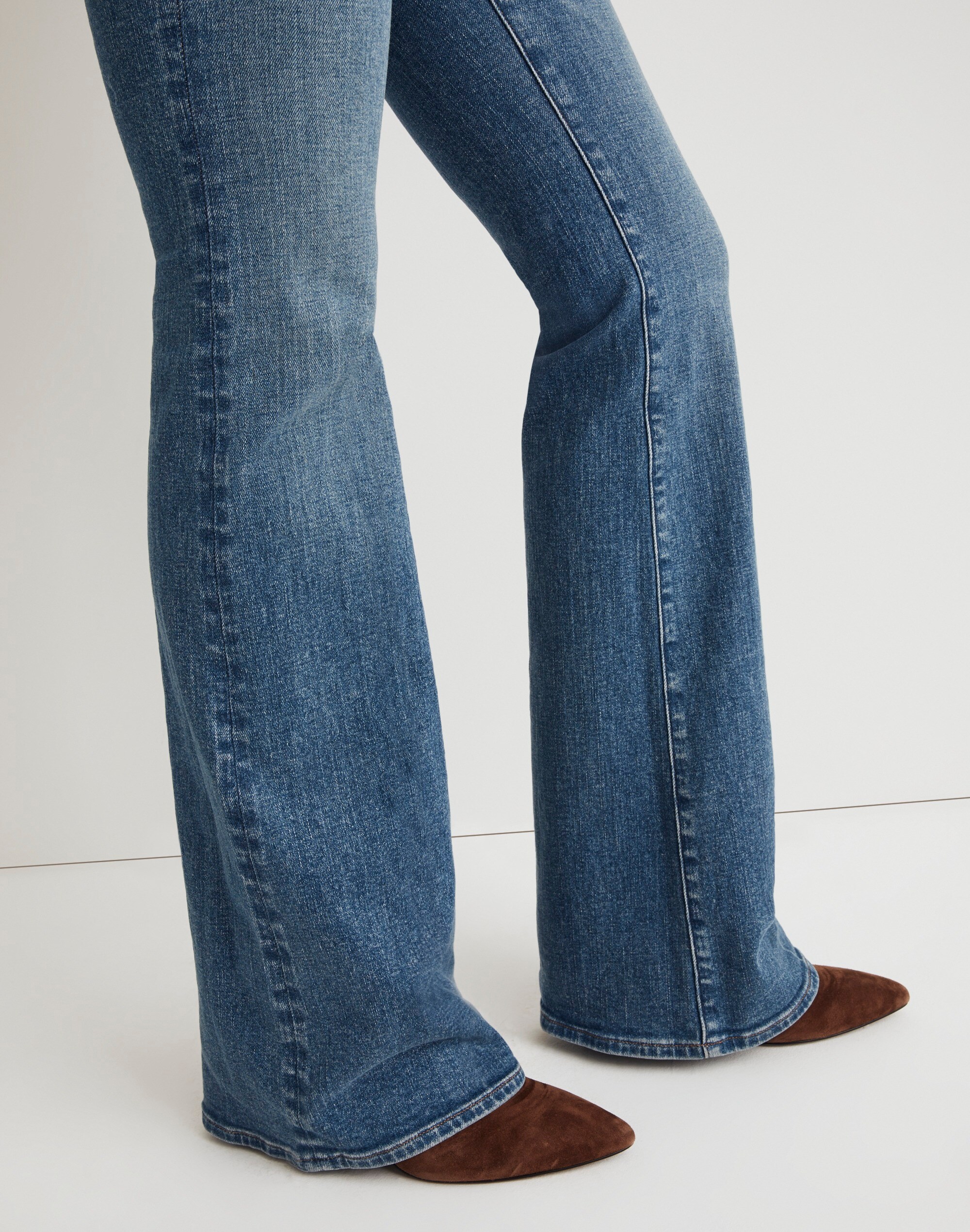 Skinny Flare Jeans in Calvino Wash: Crease Edition