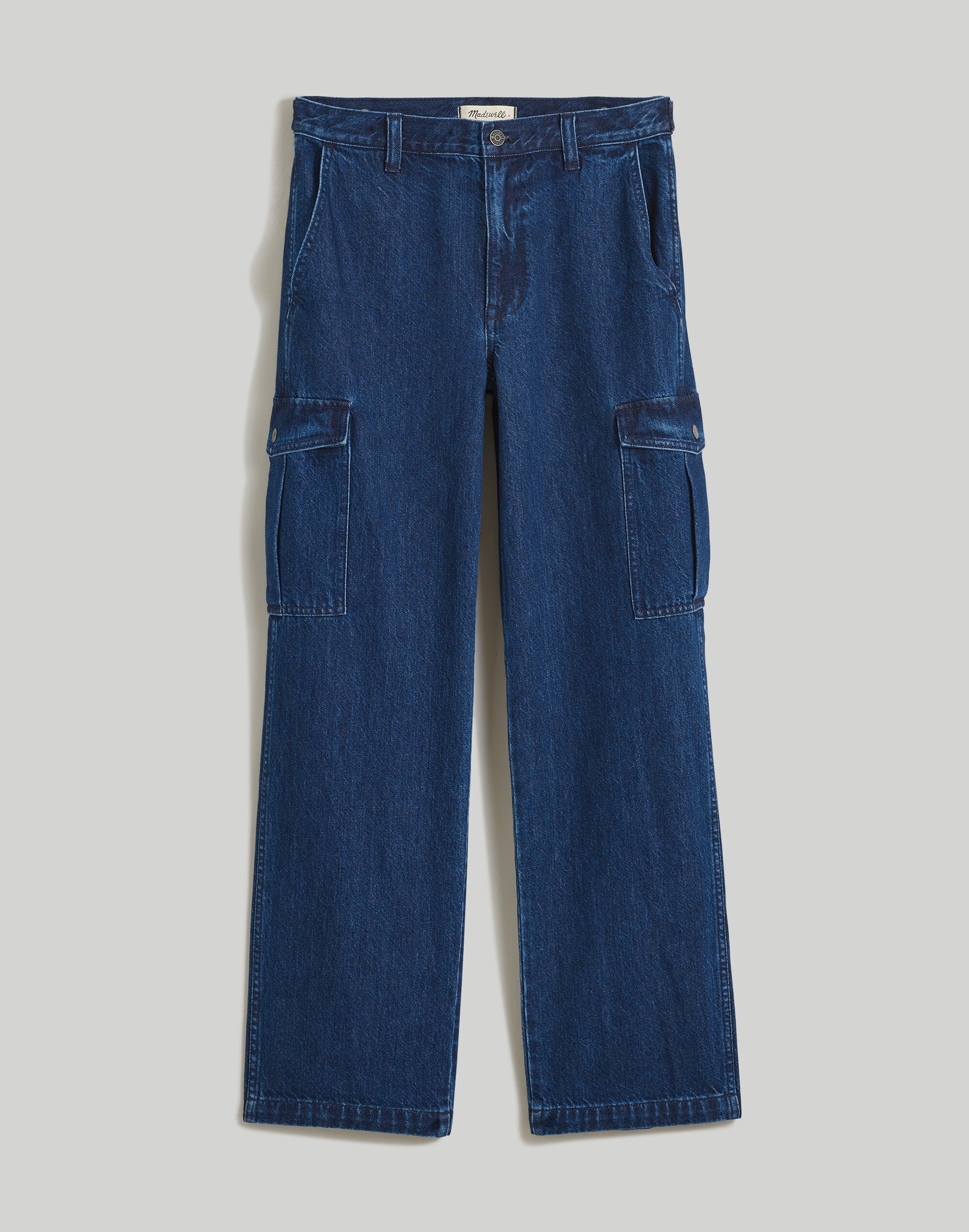 Low-Slung Straight Cargo Jeans in Martindale Wash
