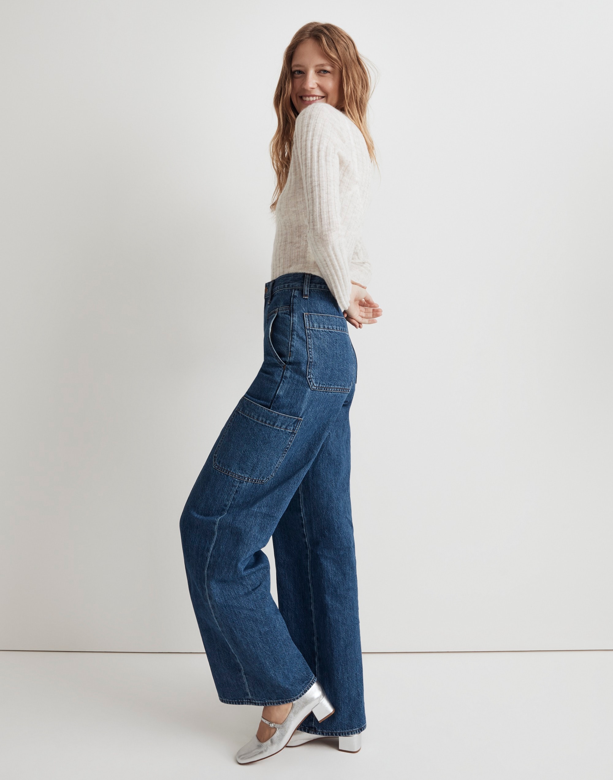 Baggy Straight Cargo Jeans Codey Wash