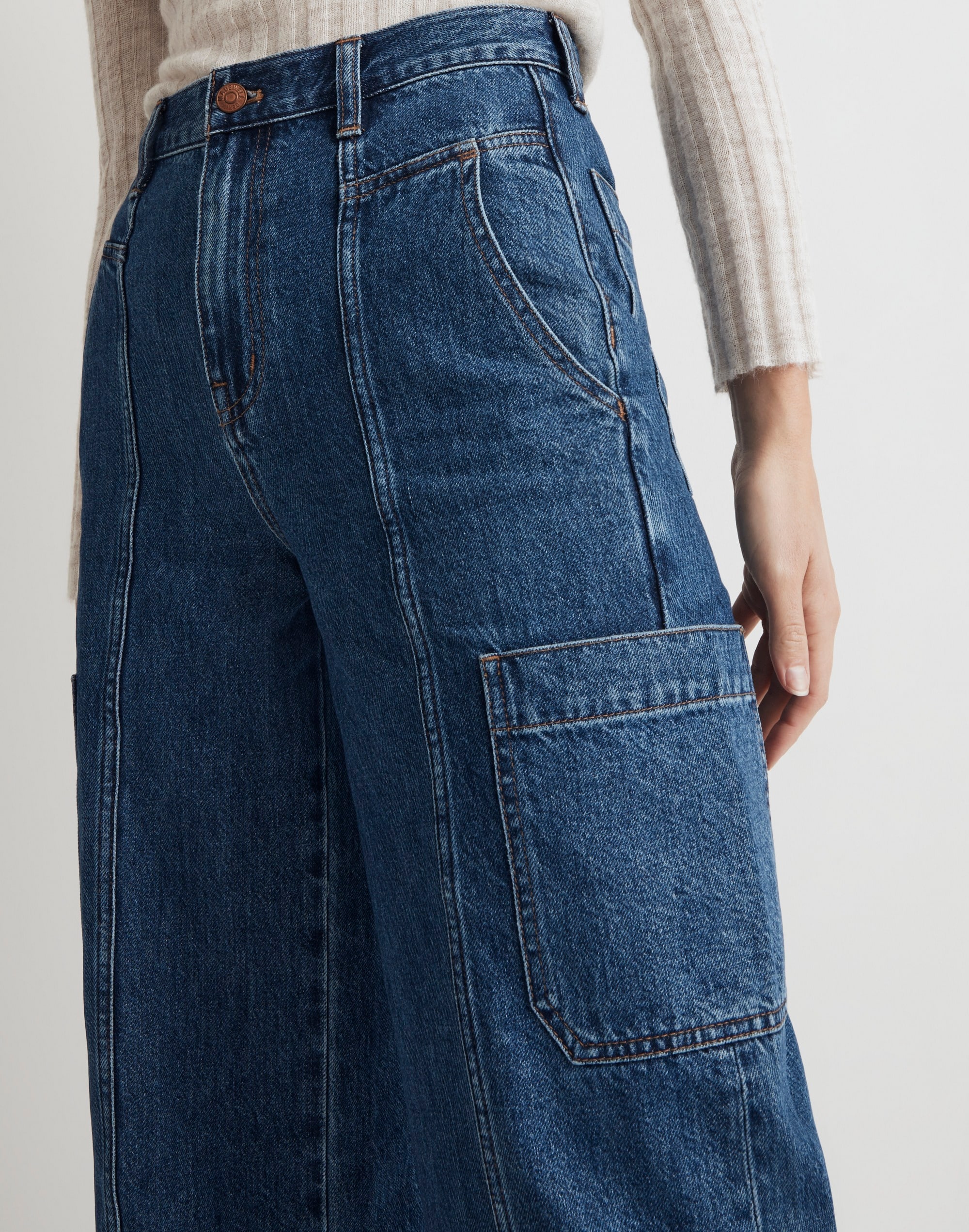 Baggy Straight Cargo Jeans Codey Wash