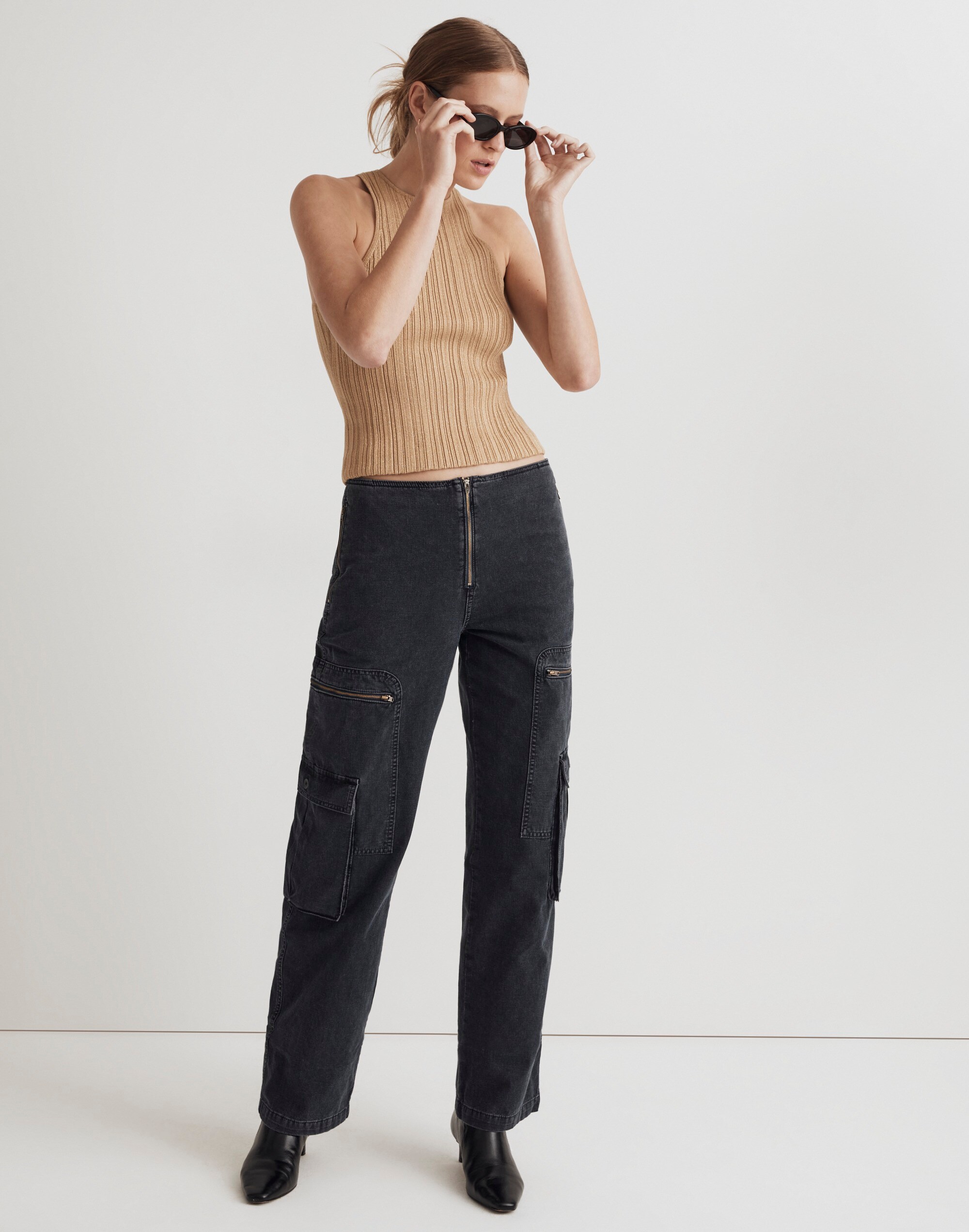 Low-Slung Baggy Cargo Jeans in Winsom Wash