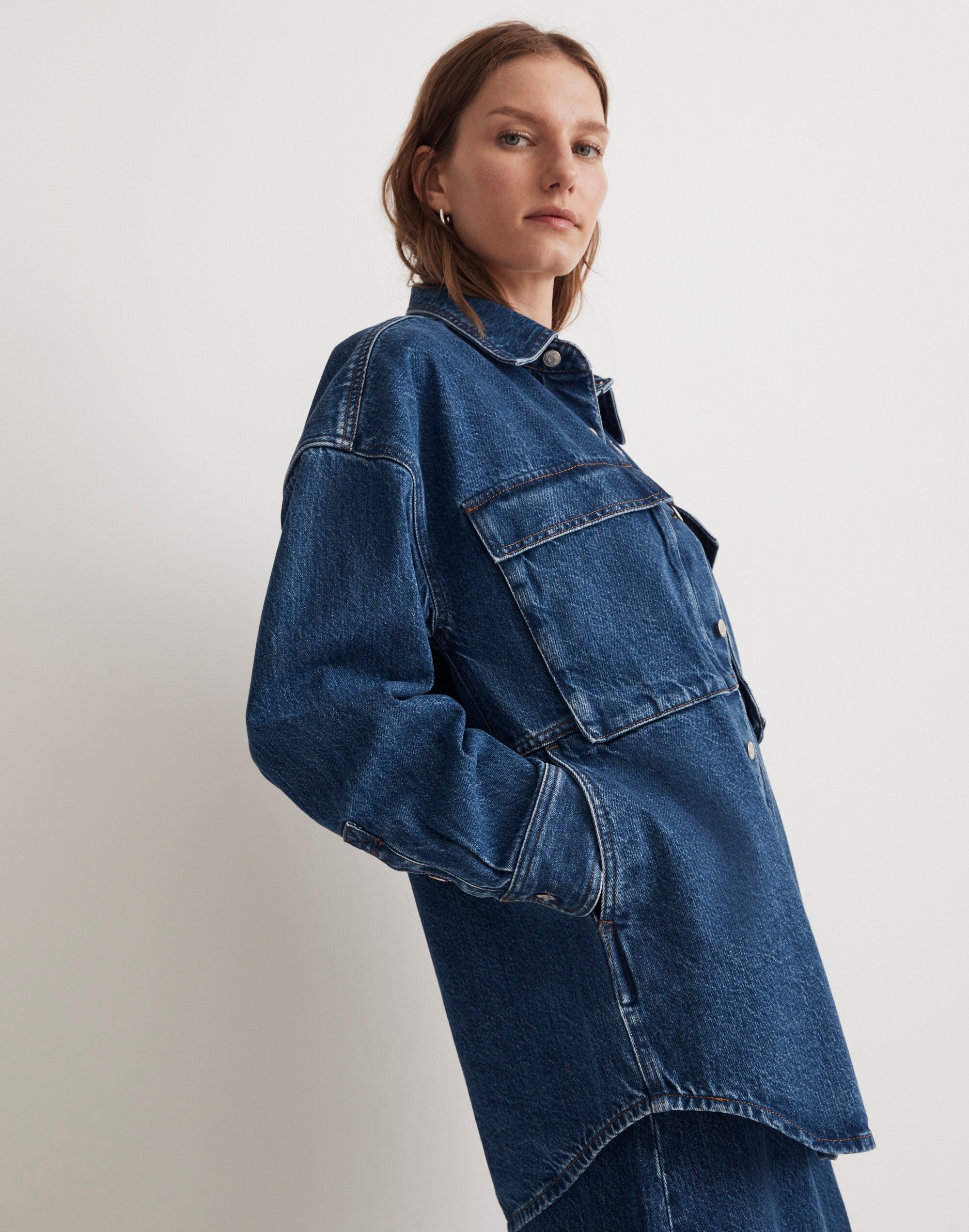 Denim Oversized Cargo Shirt Jacket in Palmerston Wash | Madewell