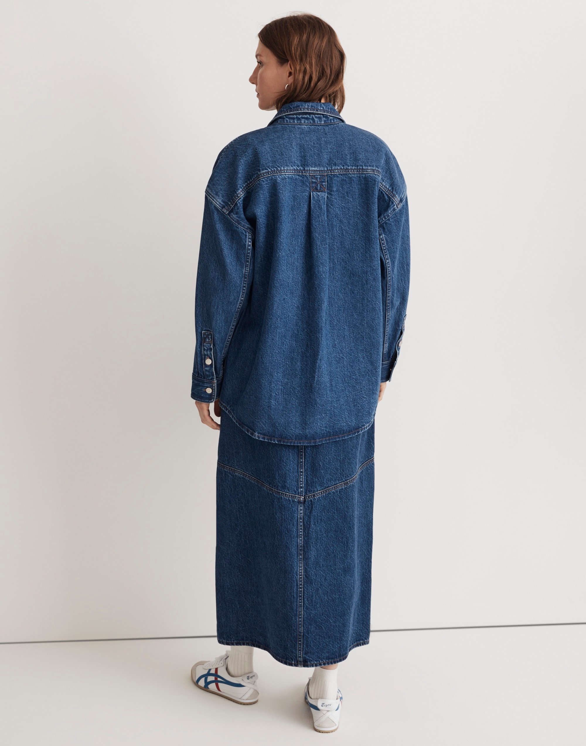 Denim Oversized Cargo Shirt Jacket in Palmerston Wash