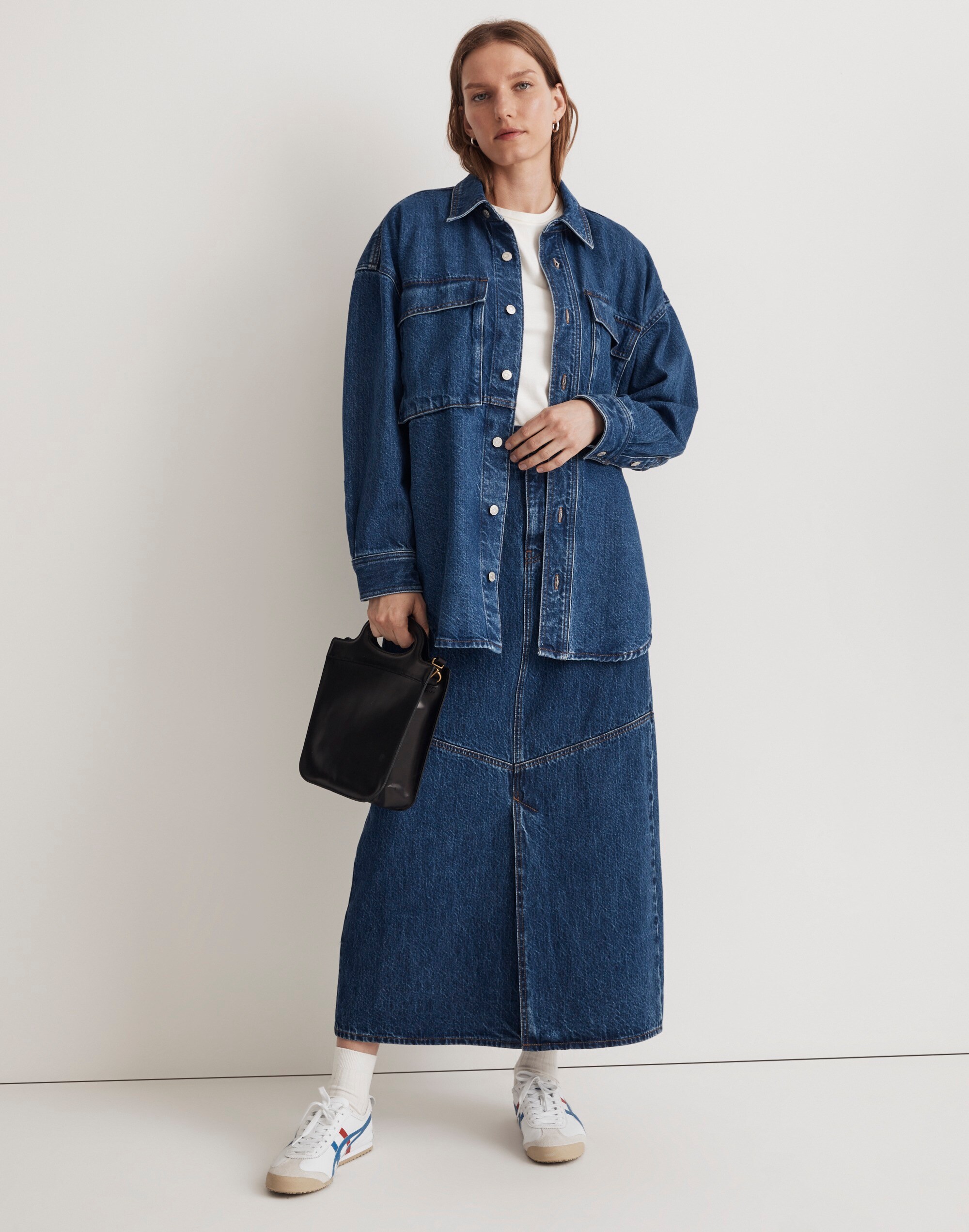 Denim Oversized Cargo Shirt Jacket in Palmerston Wash