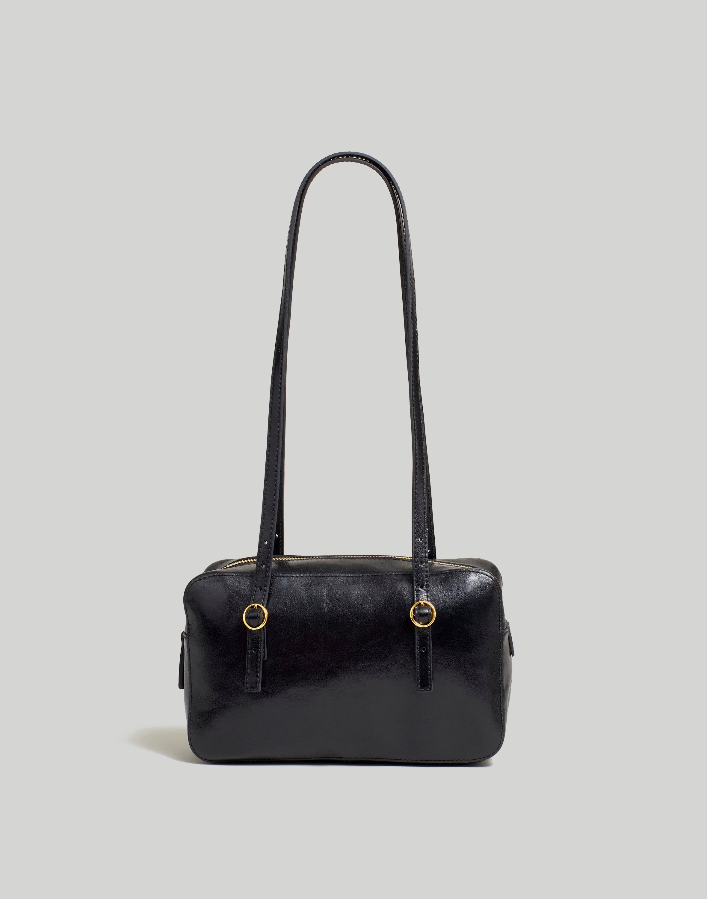 the buckle-strap rectangular bag in patent leather