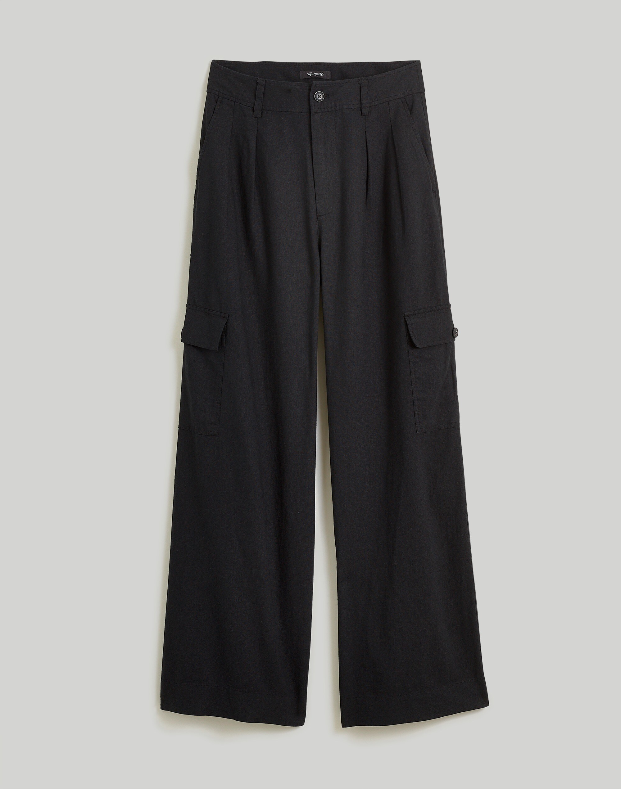 Wide-Leg Cargo Pants in Linen-Blend