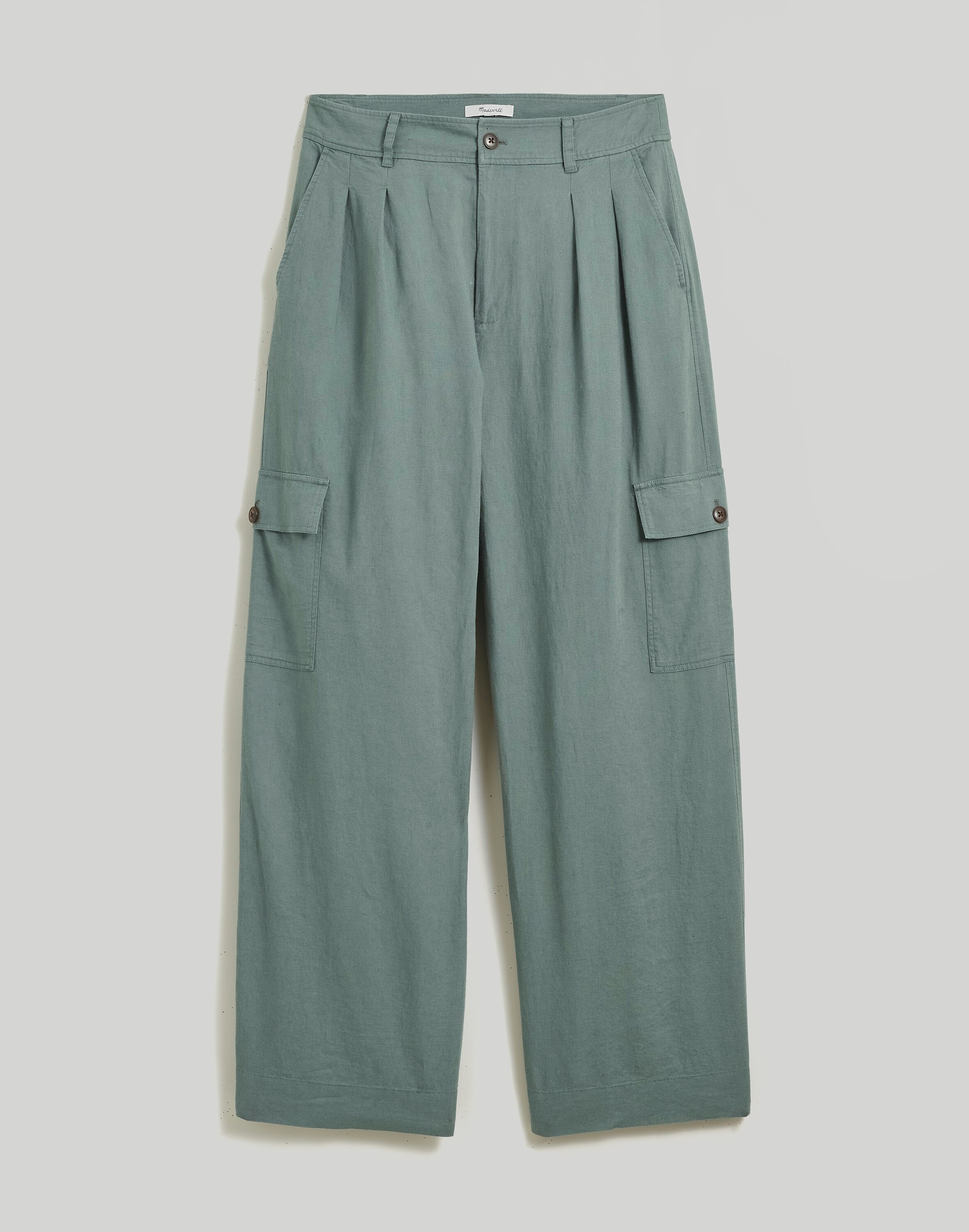 Wide-Leg Cargo Pants in Linen-Blend